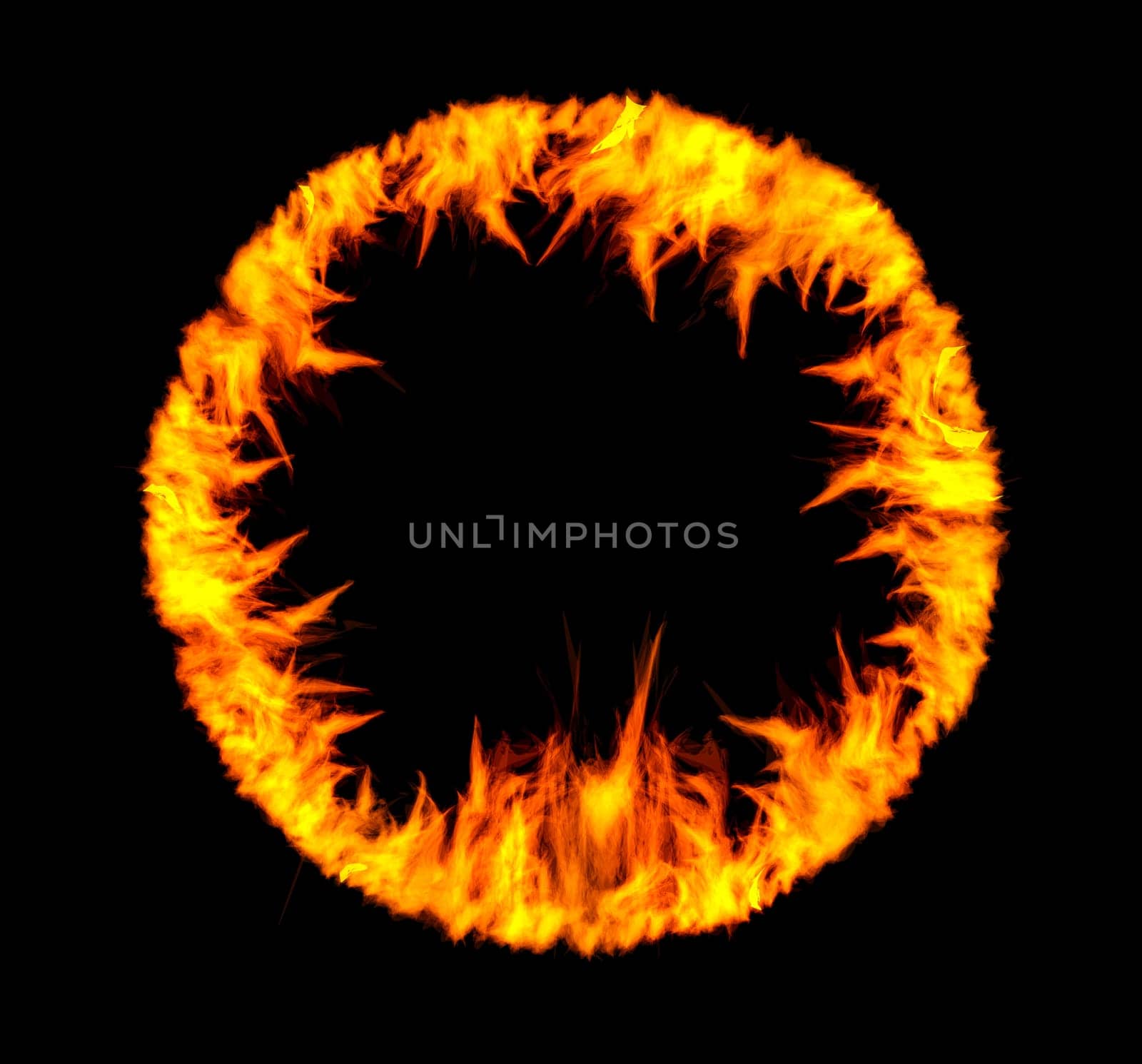 Ring of wavig fire on black background