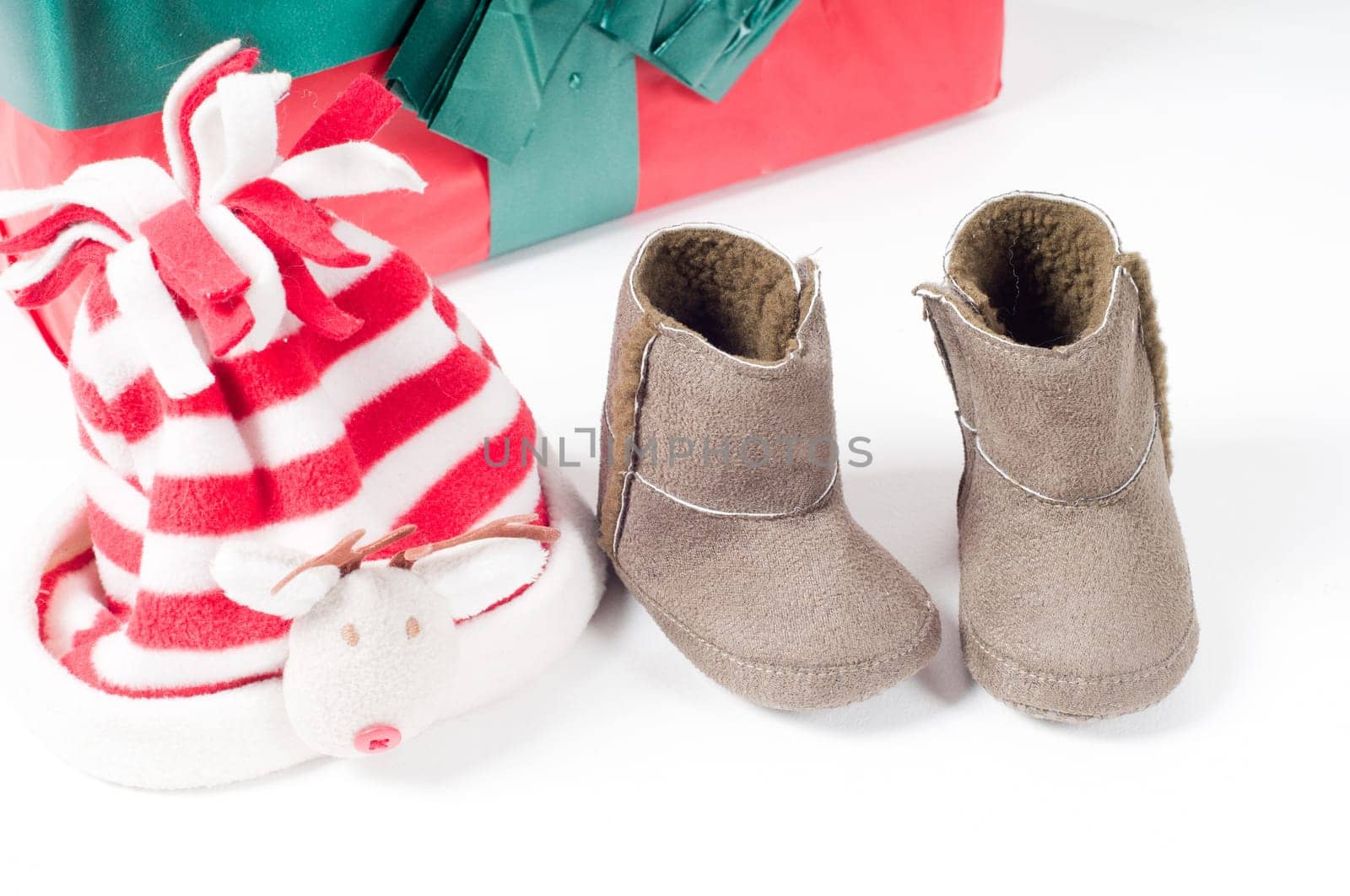 Shot of christmas items on light background