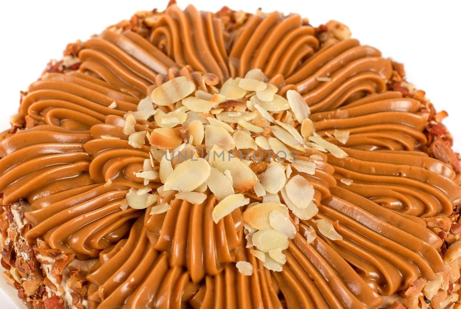 nuts cake closeup isolated on a white