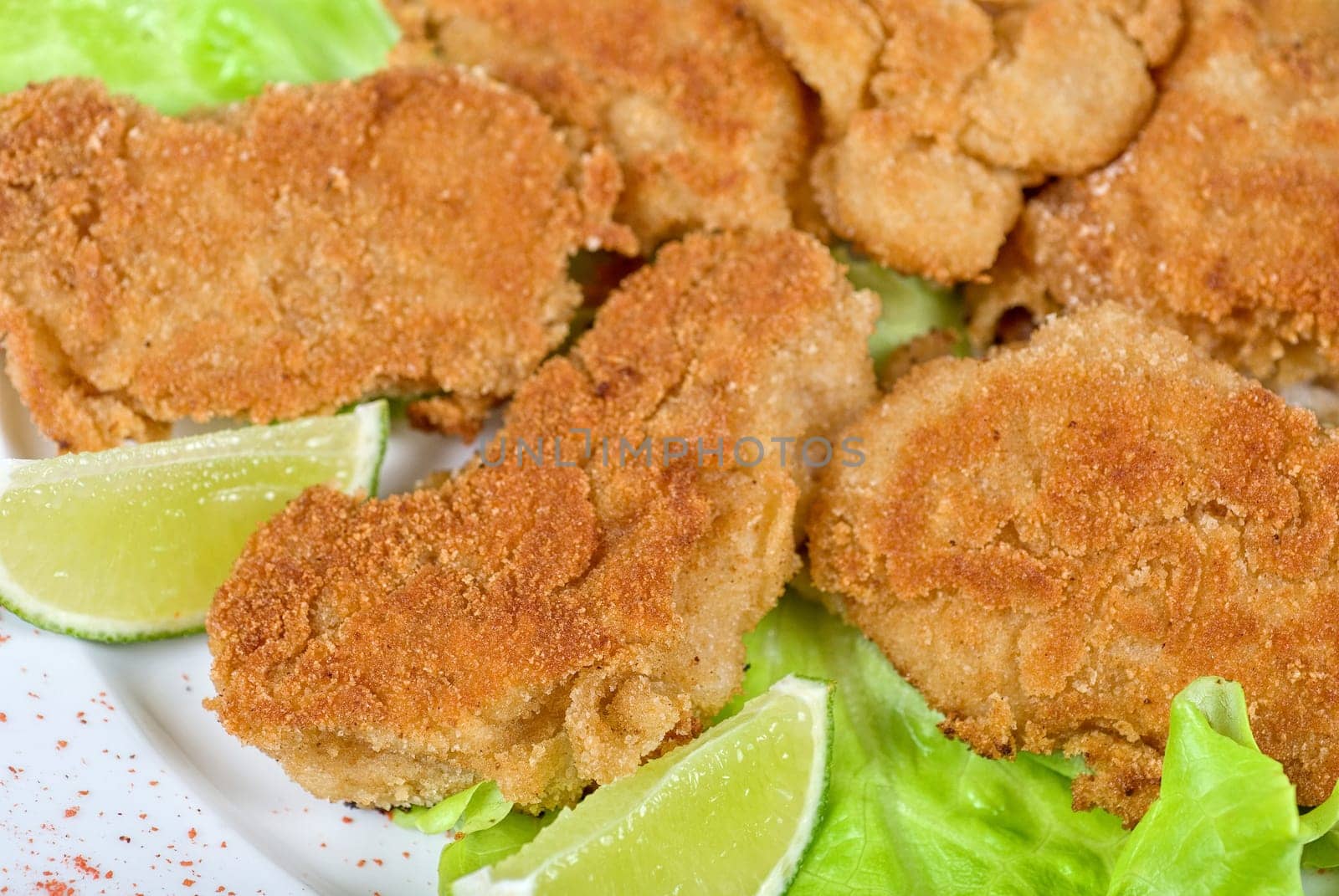 deep-sea scallop marinated at soy sauce and coat with breadcrumbs