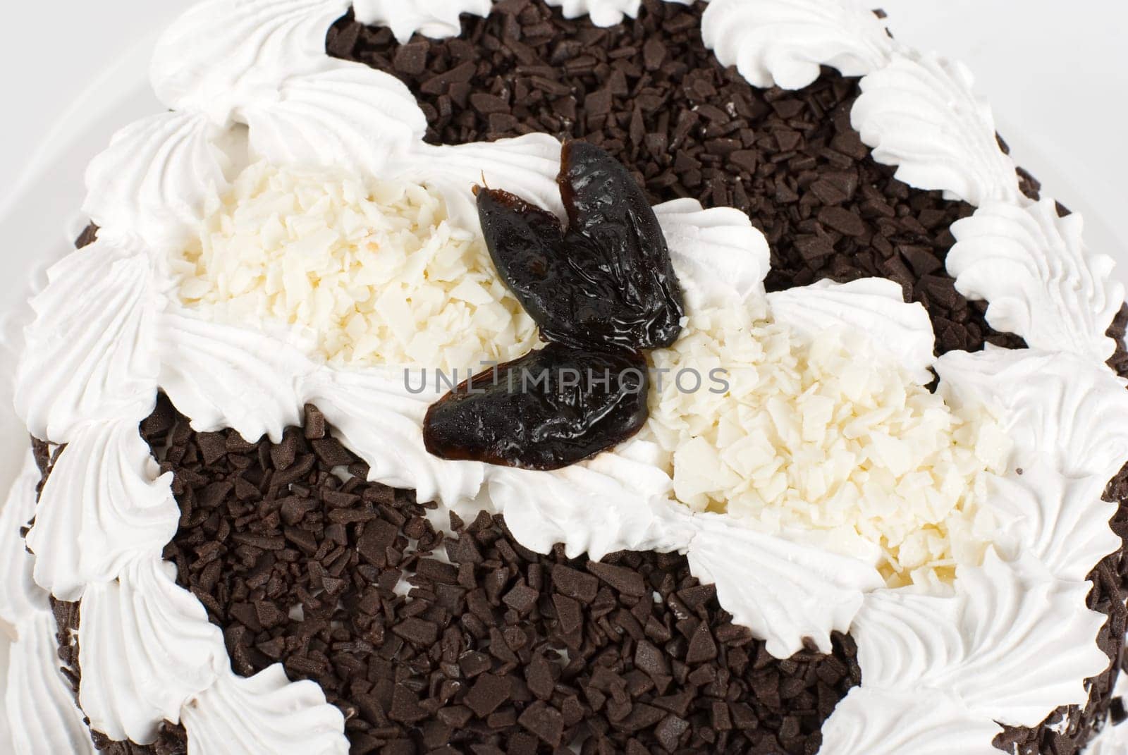 chocolate cake with raisins closeup