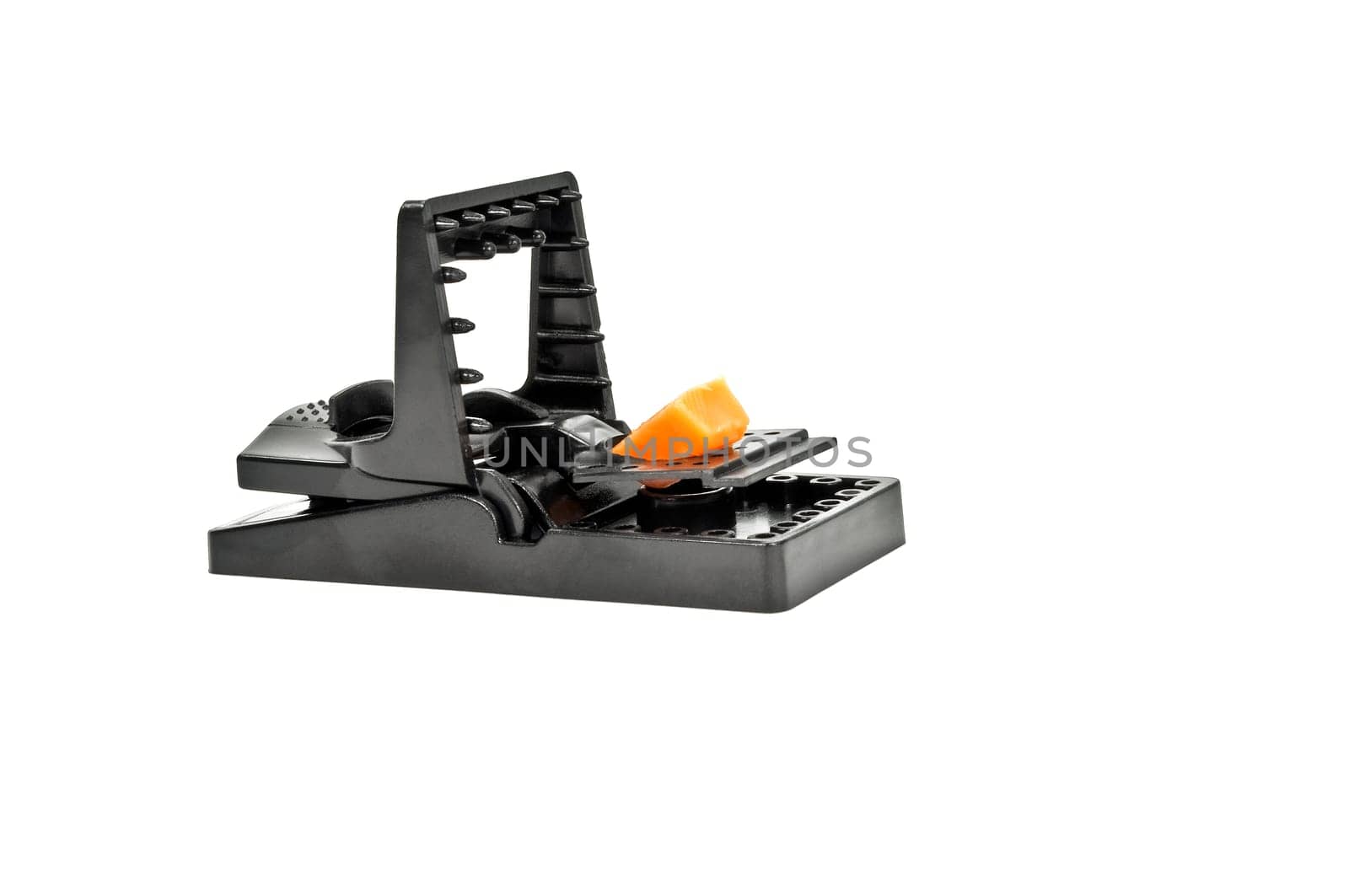 Mouse trap with cheese isolated on white background.