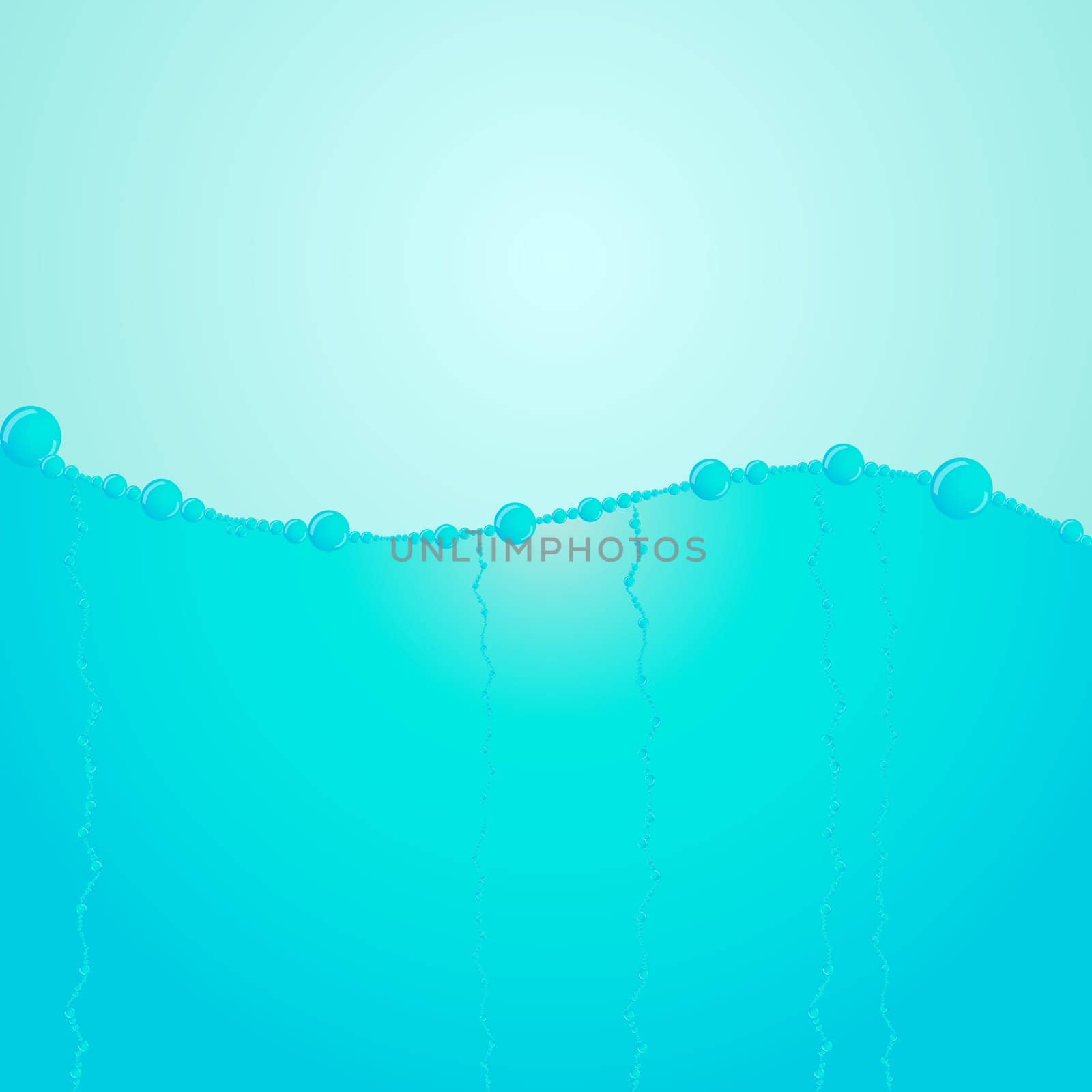 Illustration of Blue Water Level With Bubbles
