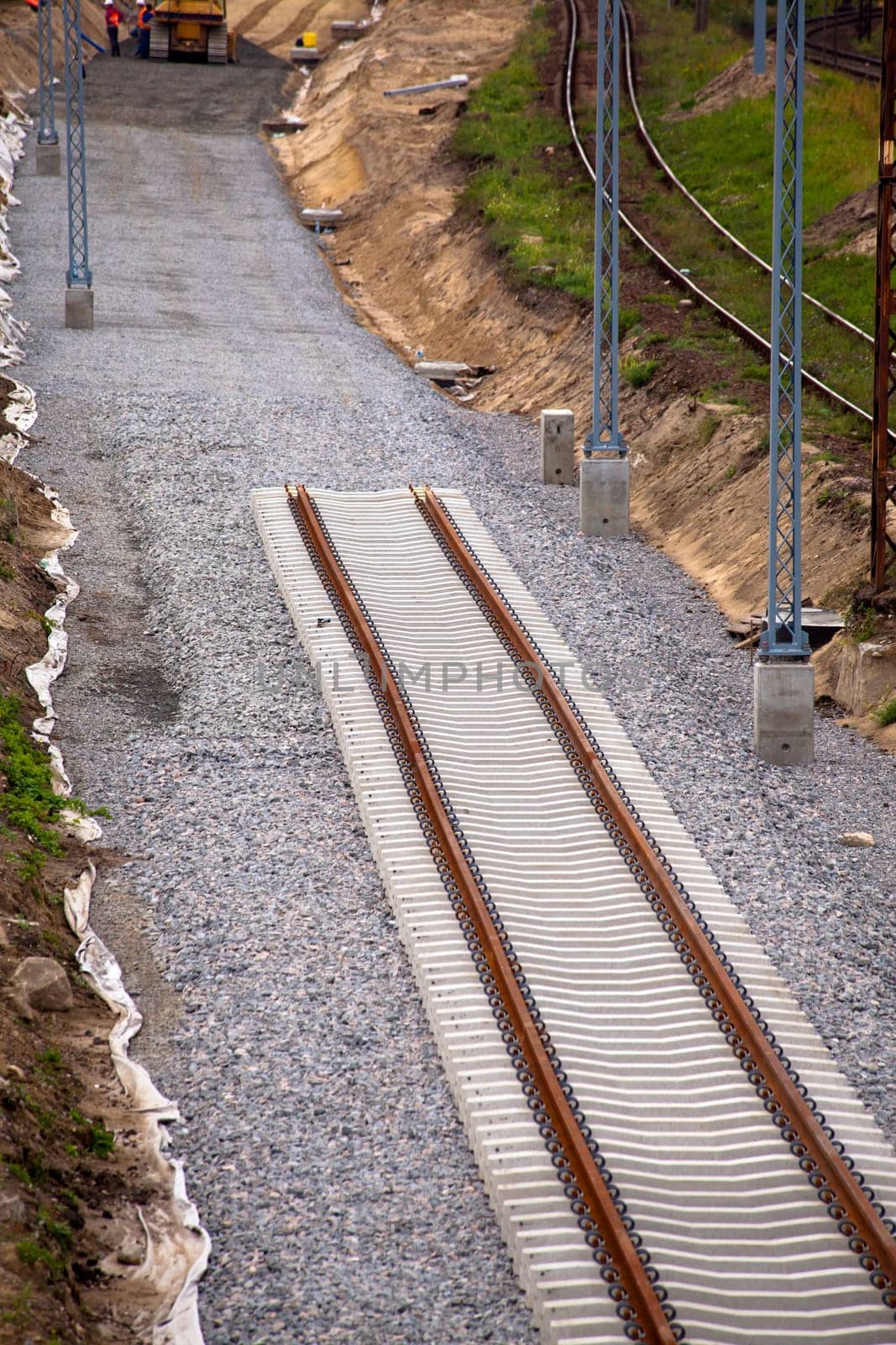 Aerial view of a railroad track
