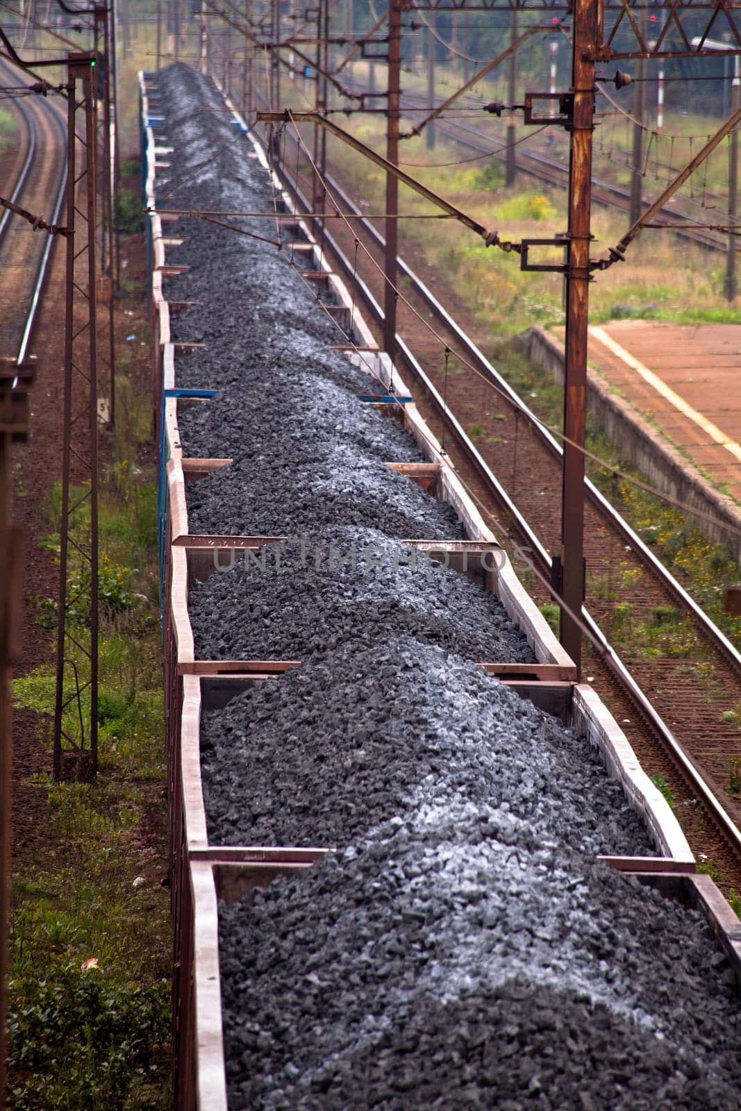 Coal train passing through the station