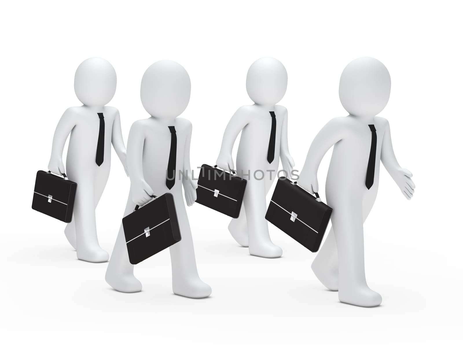3d business man with briefcase tie go