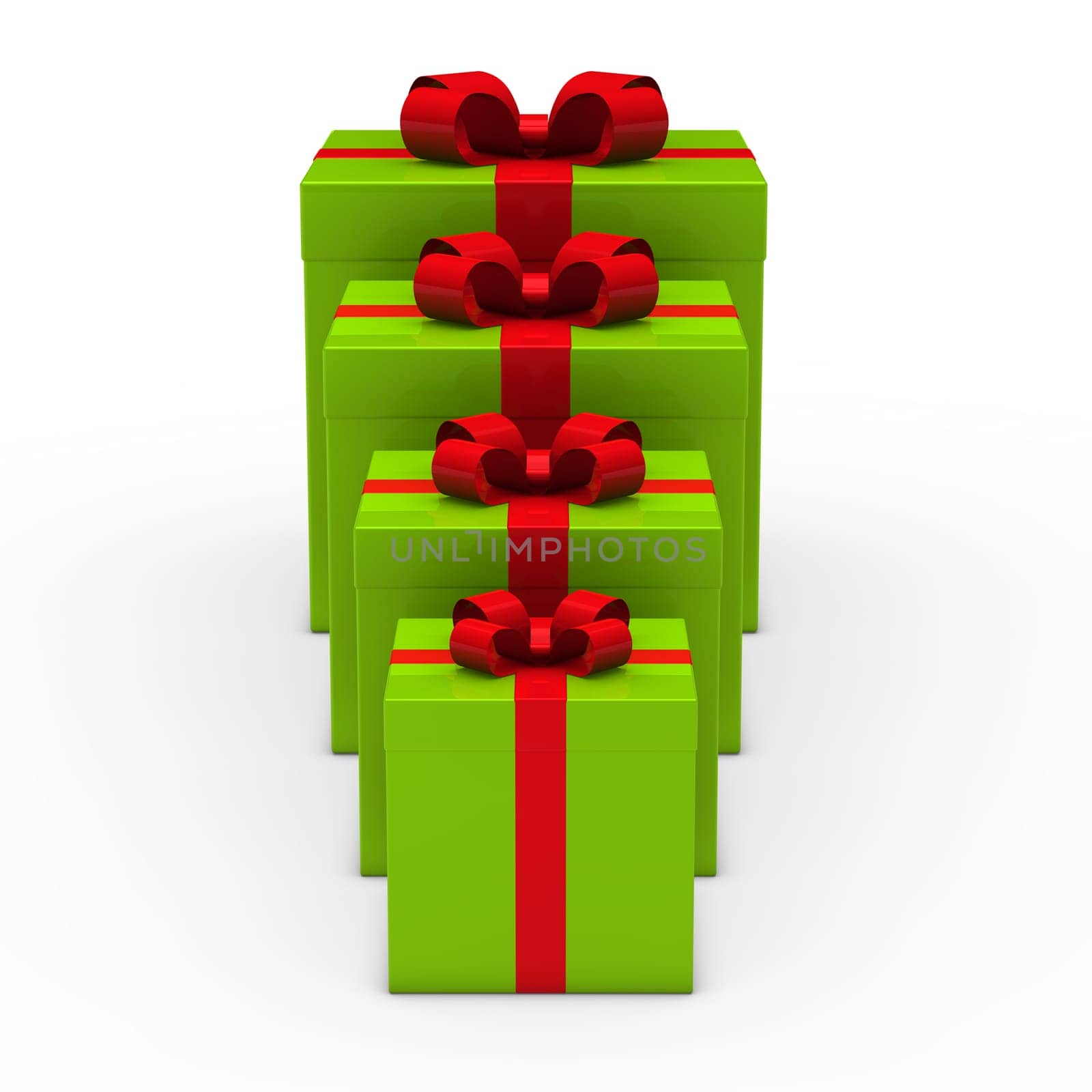 3d green gift box small to big