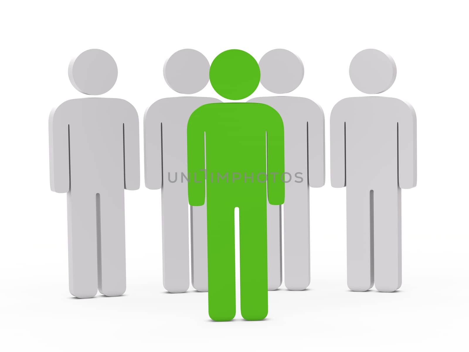 3d man leadership green stand in series
