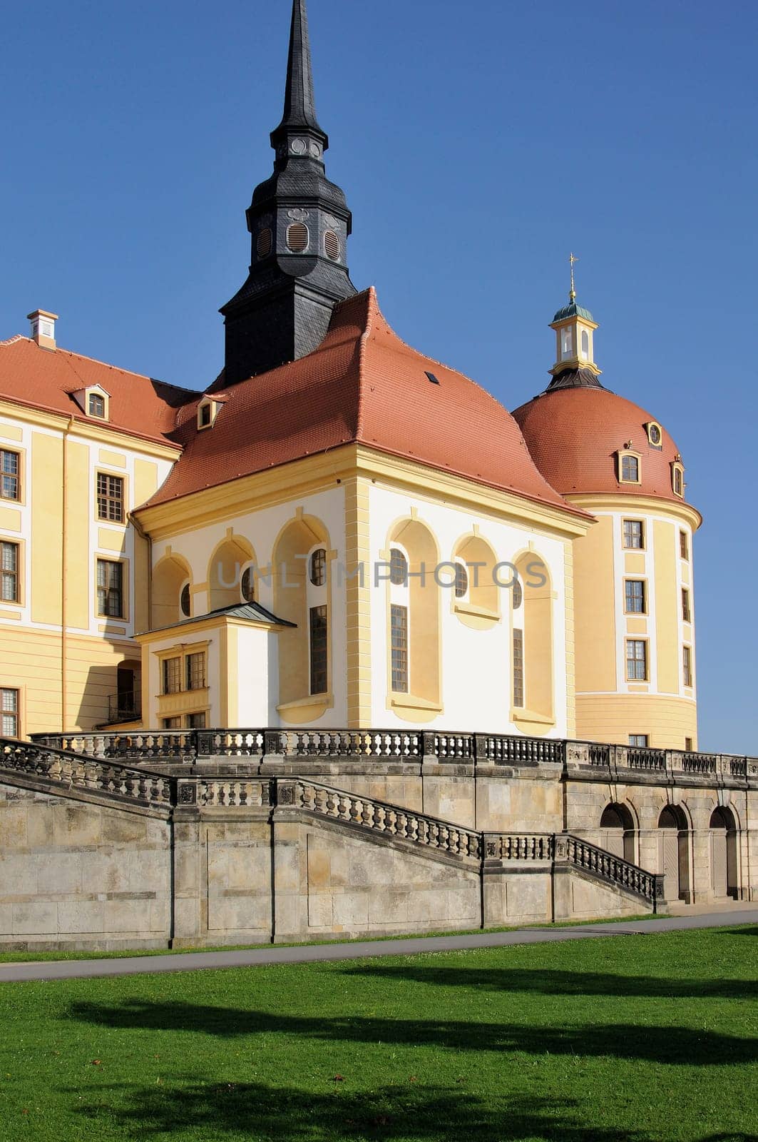 foreshortening from west of the famous baroque castle in the surrounding of dresden