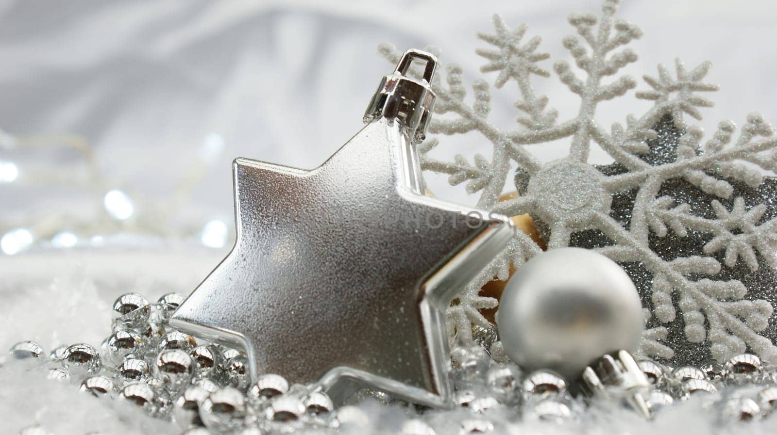 Decorative Christmas background with baubles and beads