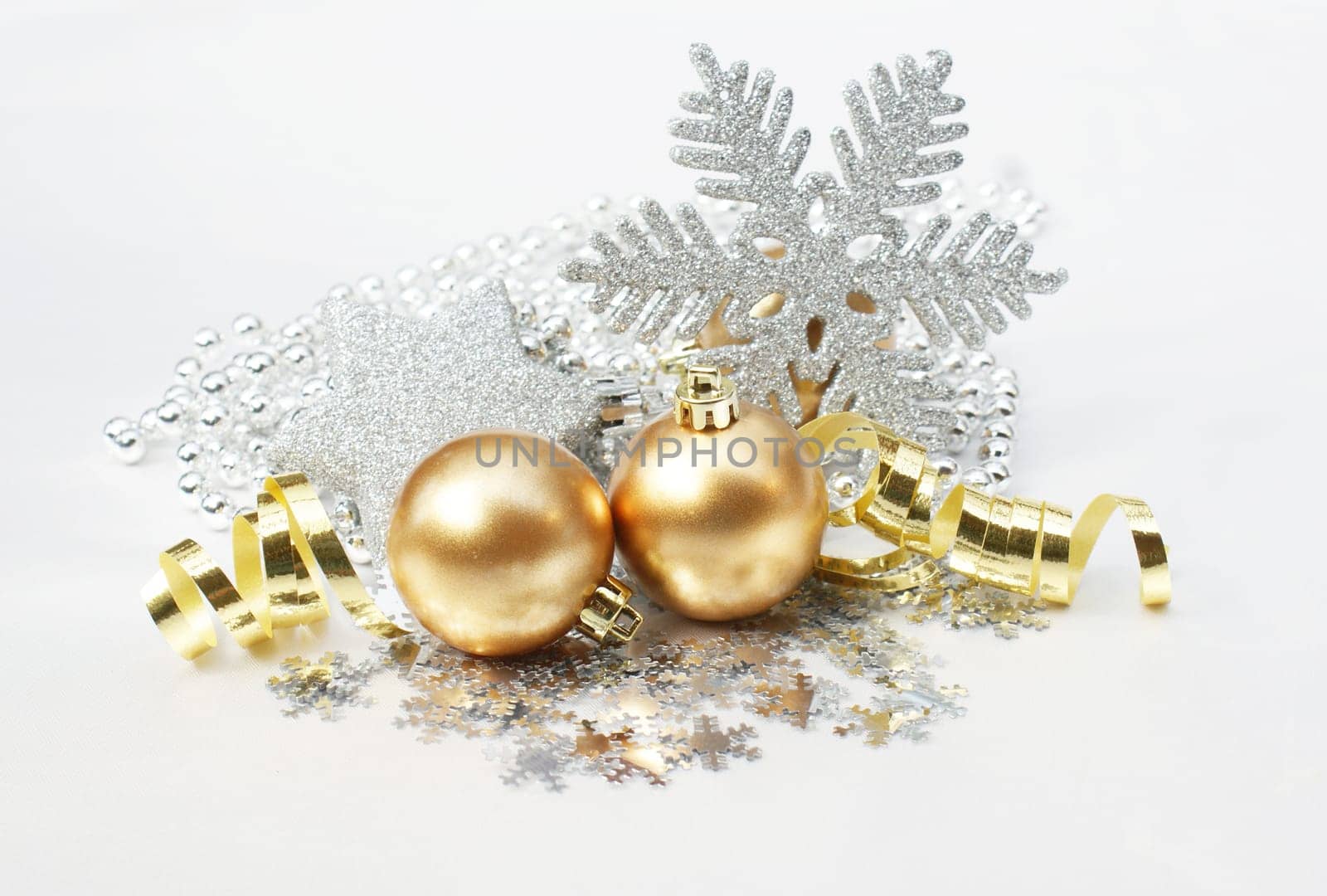 Decorative Christmas background with baubles and beads
