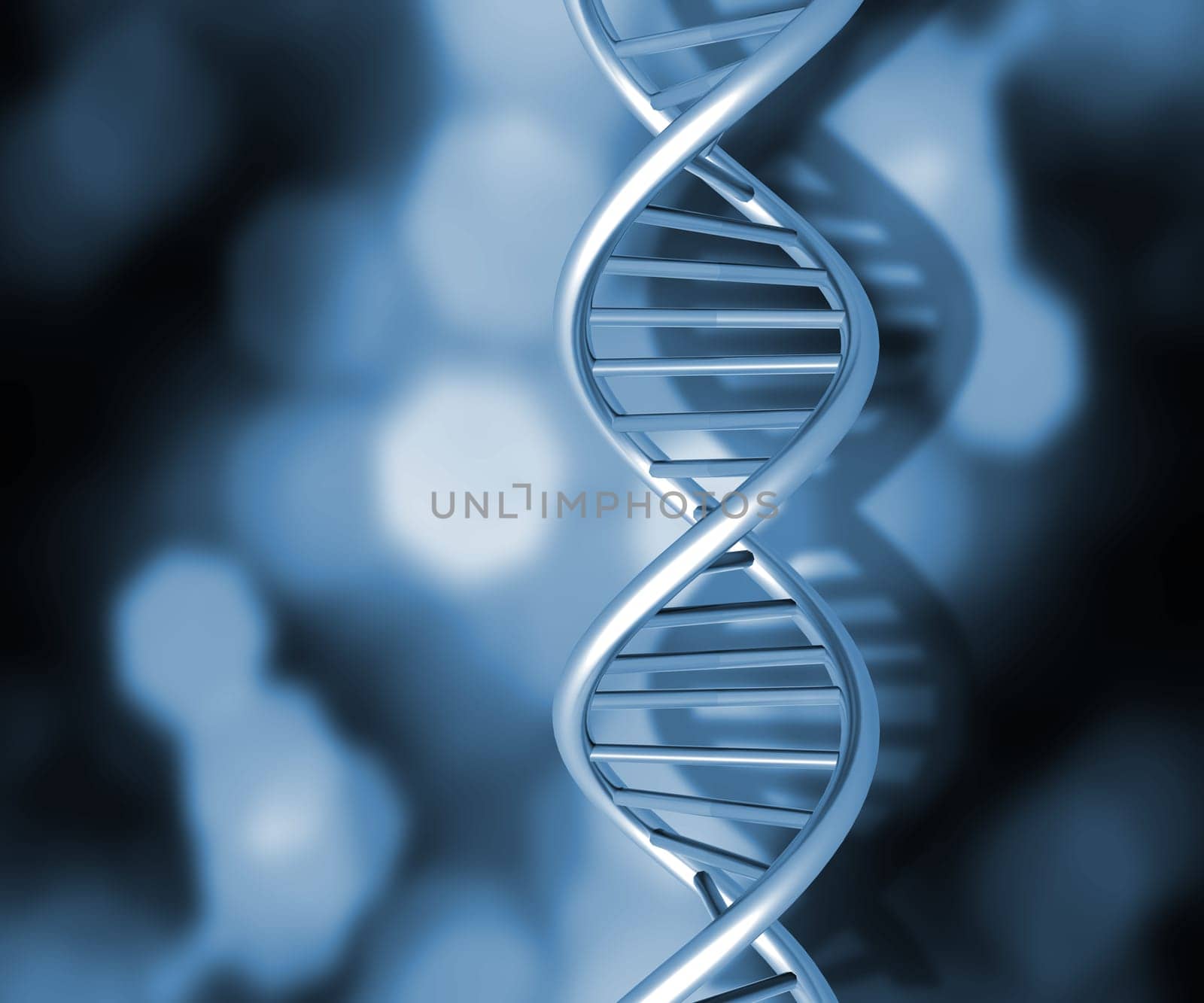 Colourful DNA strands on abstract background