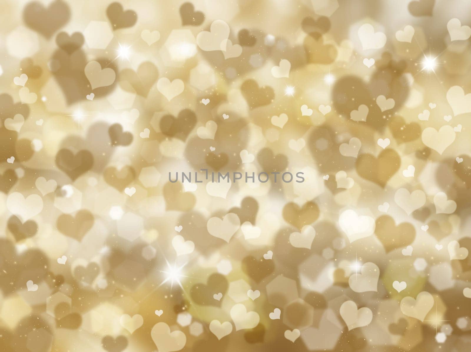 Golden background of hearts