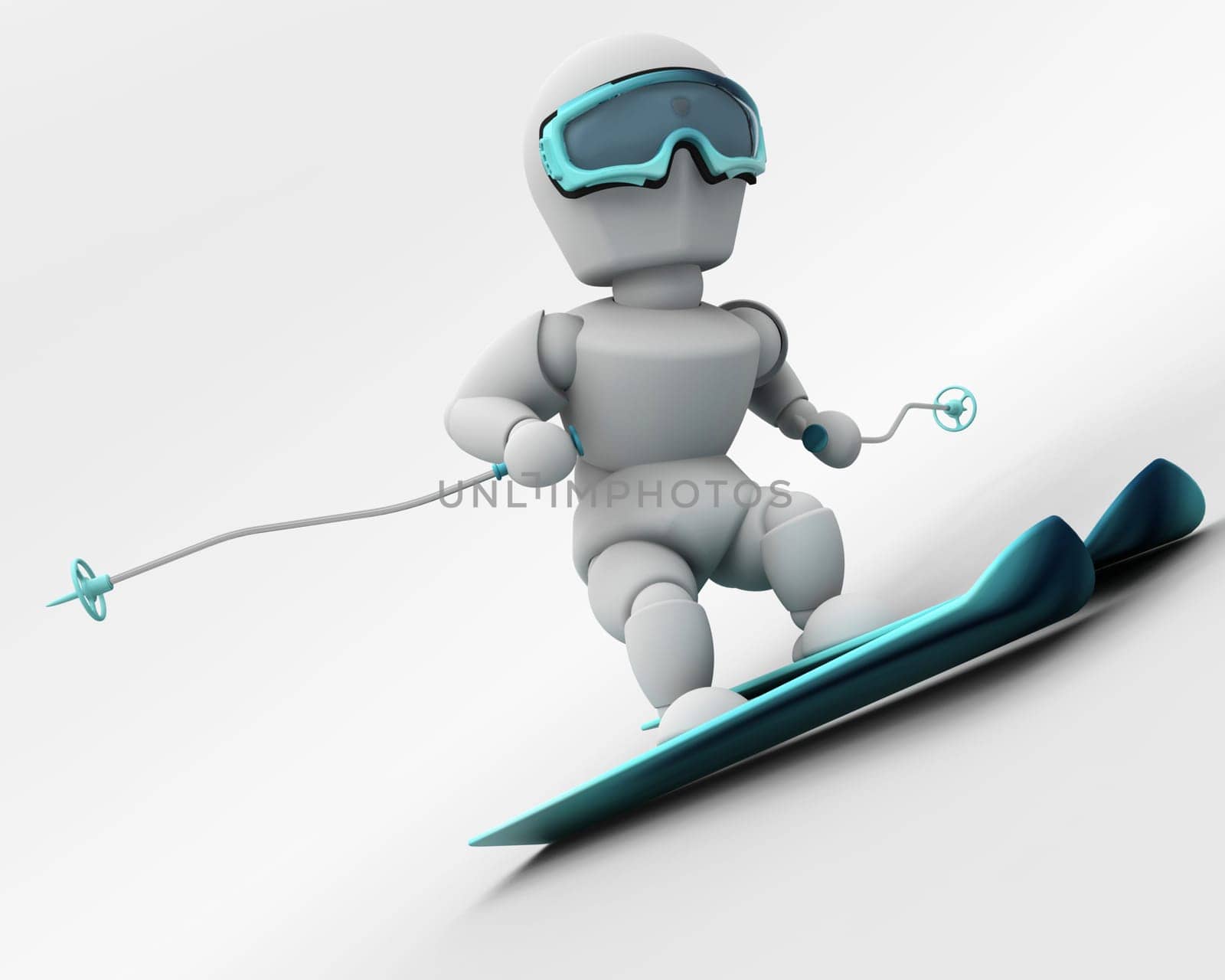 3D render of a man skiing