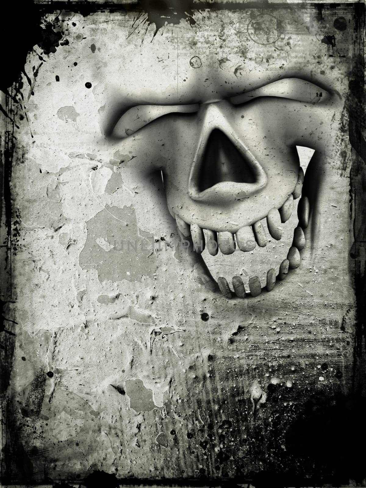 Grunge style background with evil skull