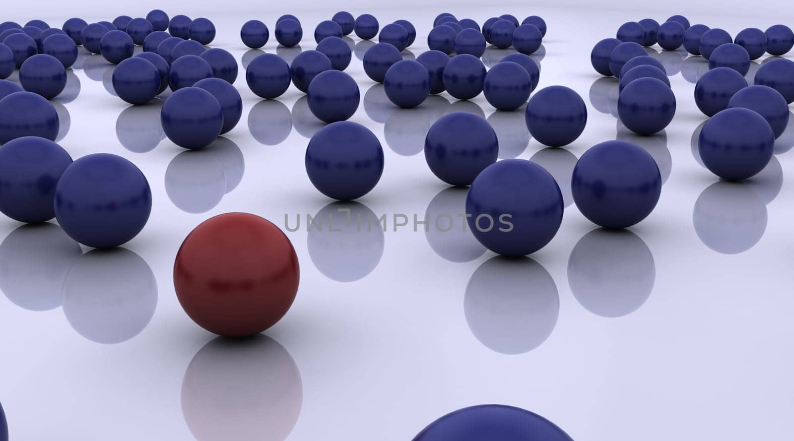 3D render of stand out ball individuality concept