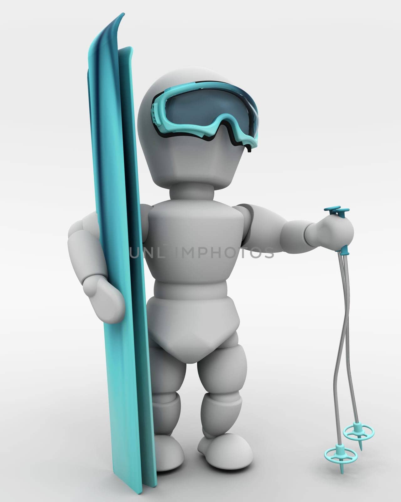 3D render of a man skiing