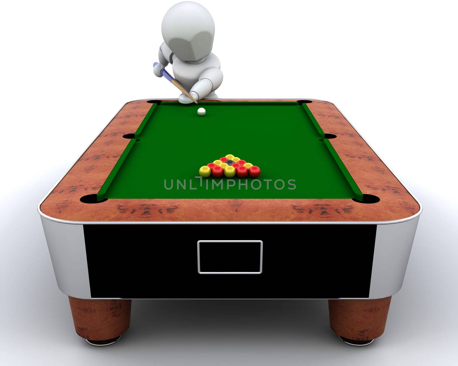 3D render of a man playing pool
