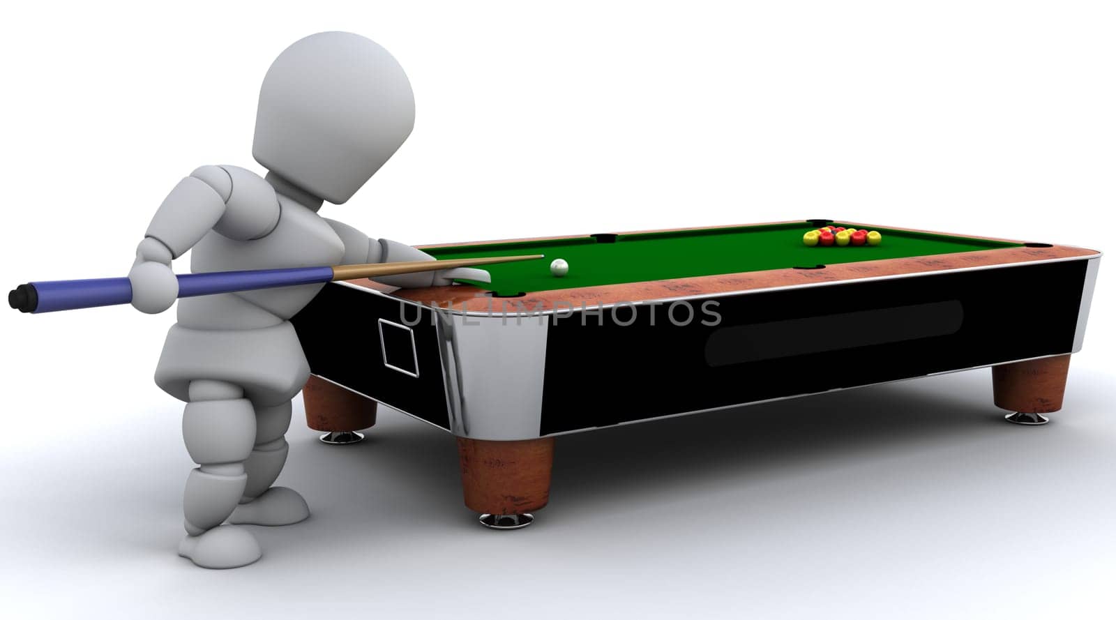3D render of a man playing pool