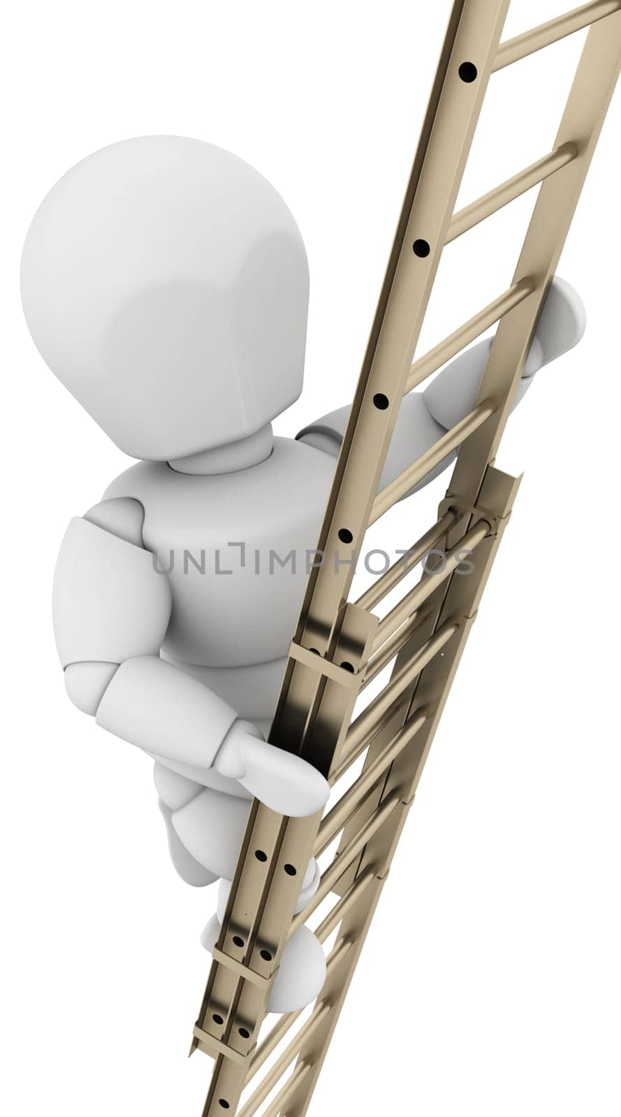 3D render of a man climbing a ladder to achieve success