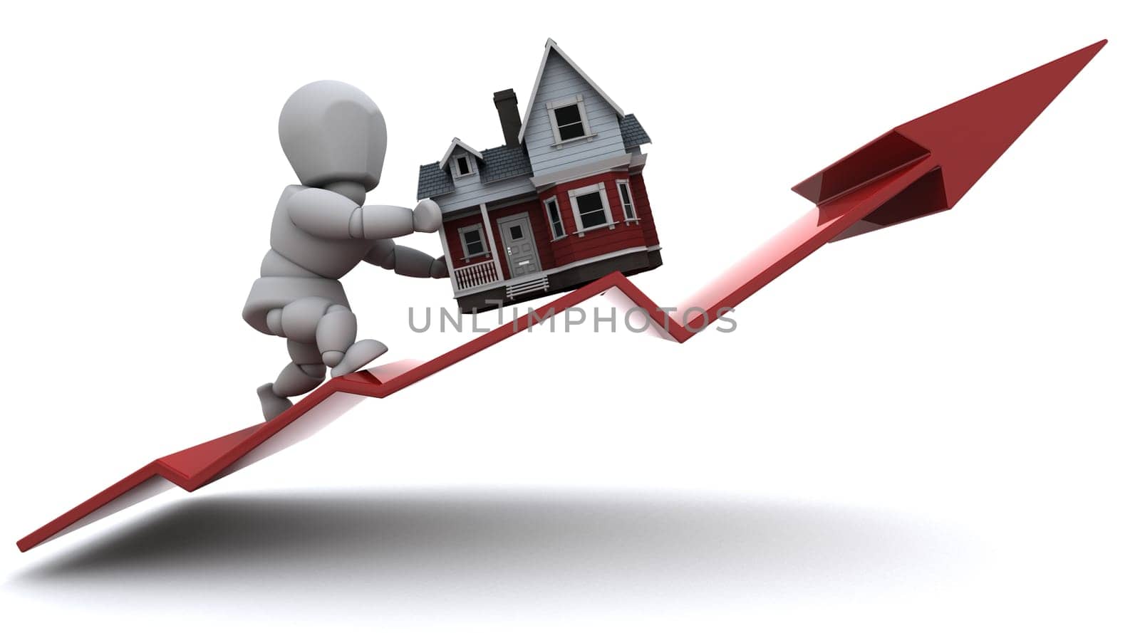3D render of a Graph Depicting Risiing Property Prices