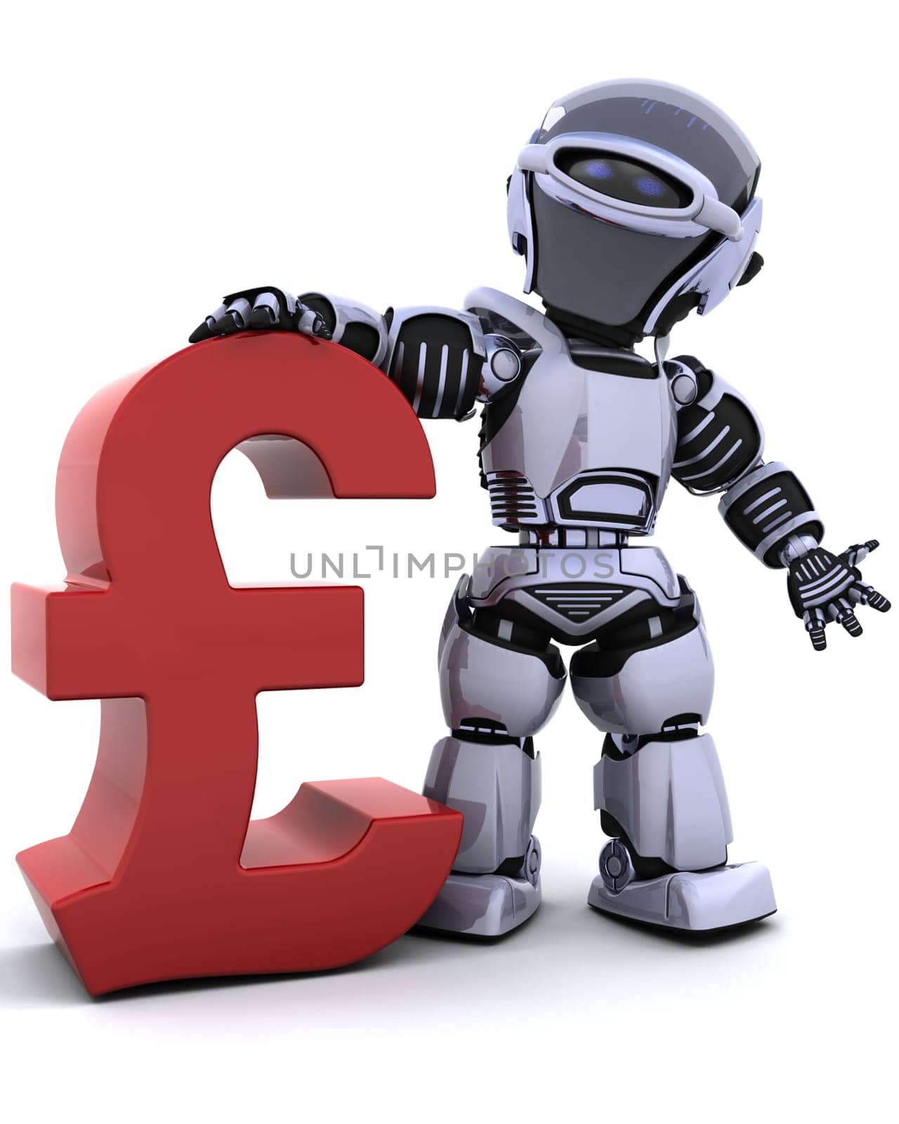 3d render of a robot with a symbol