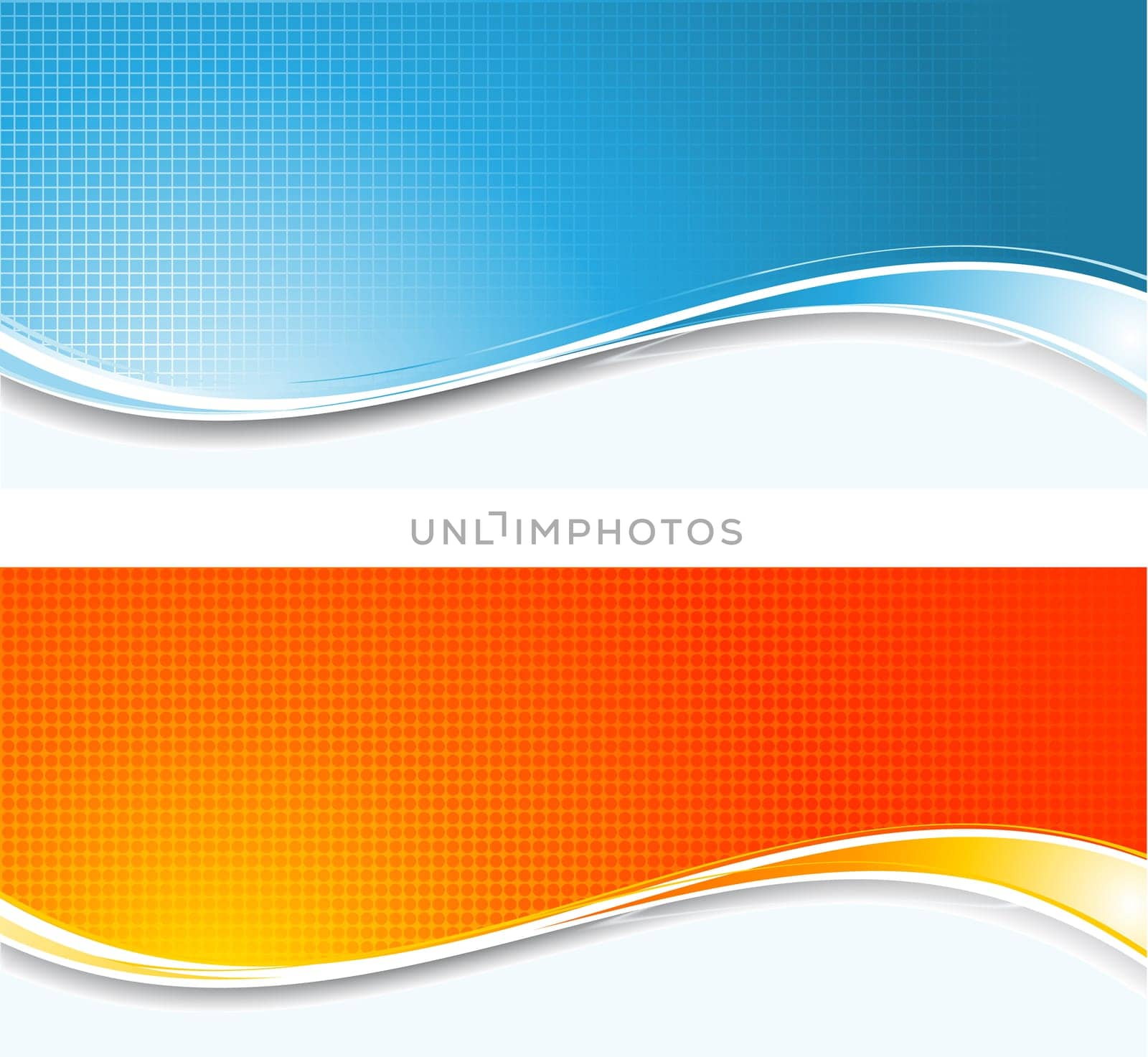 Abstract mosaic backgrounds in blue and orange