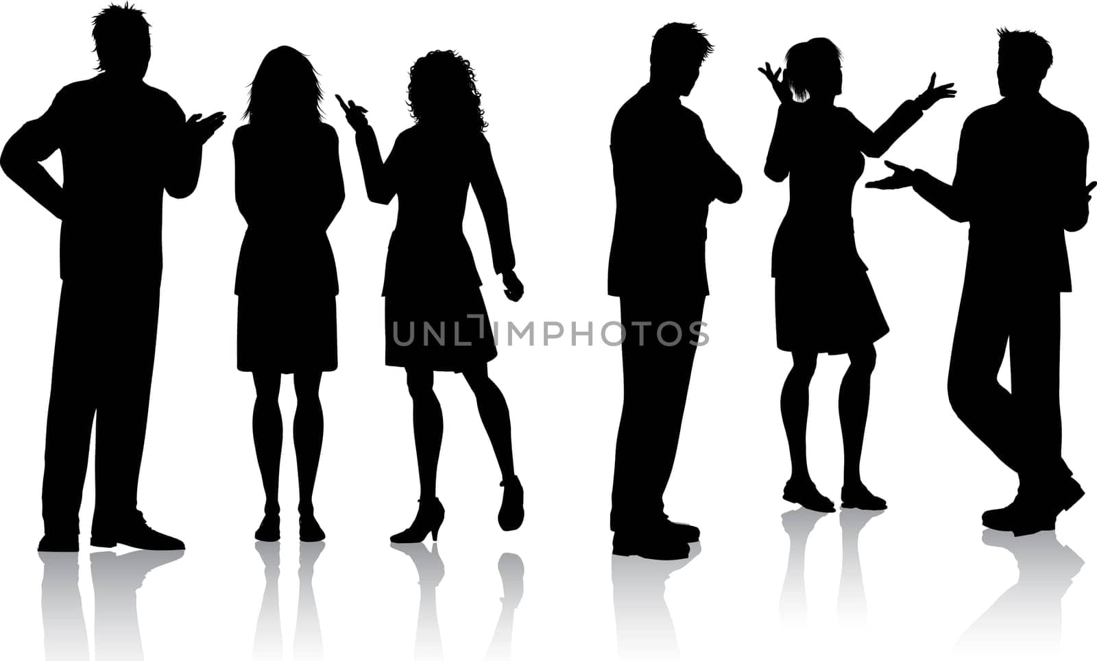 Silhouettes of business people having conversations