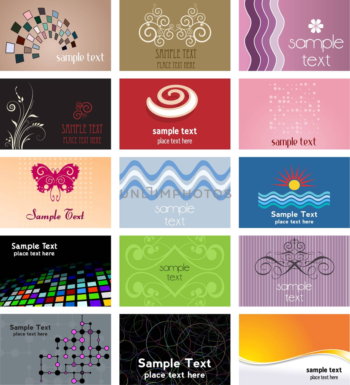 Large collection of various different business card designs