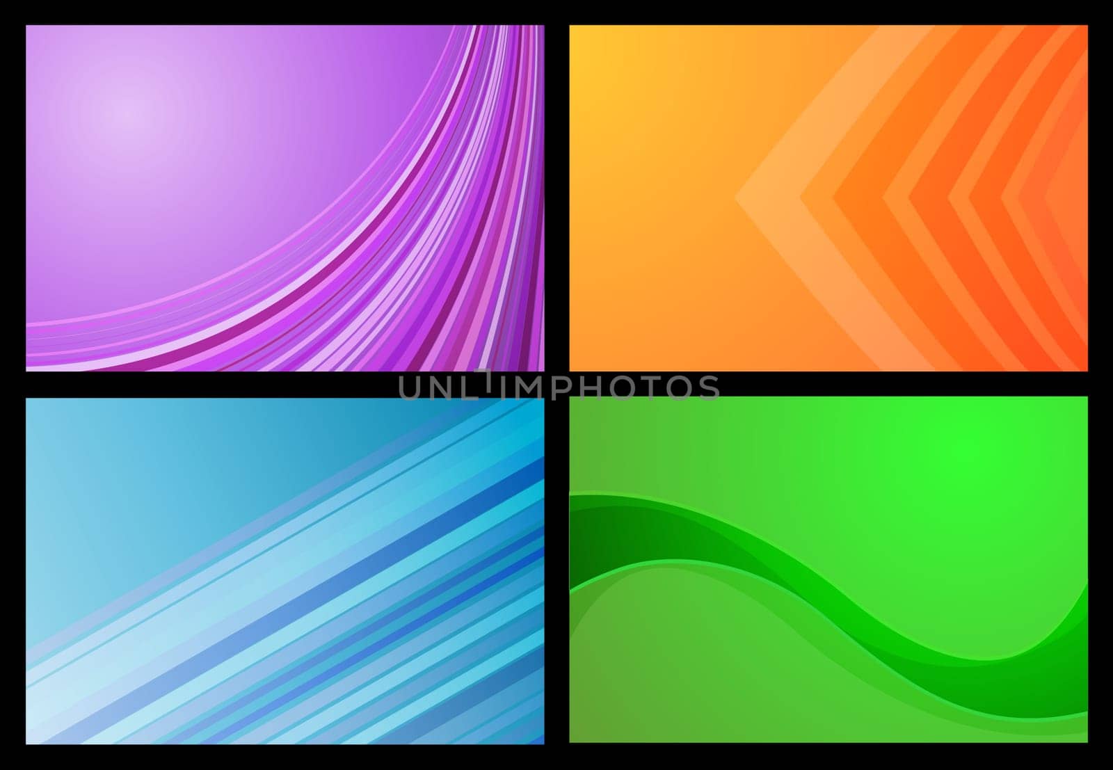 Various colourful gradient backgrounds in bright colours