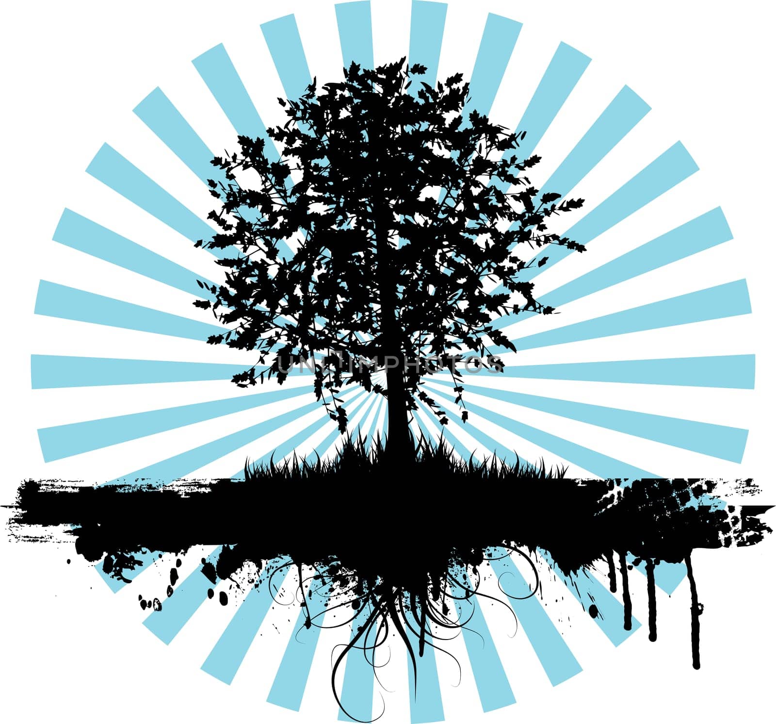 Abstract grunge background with a silhouette of a tree