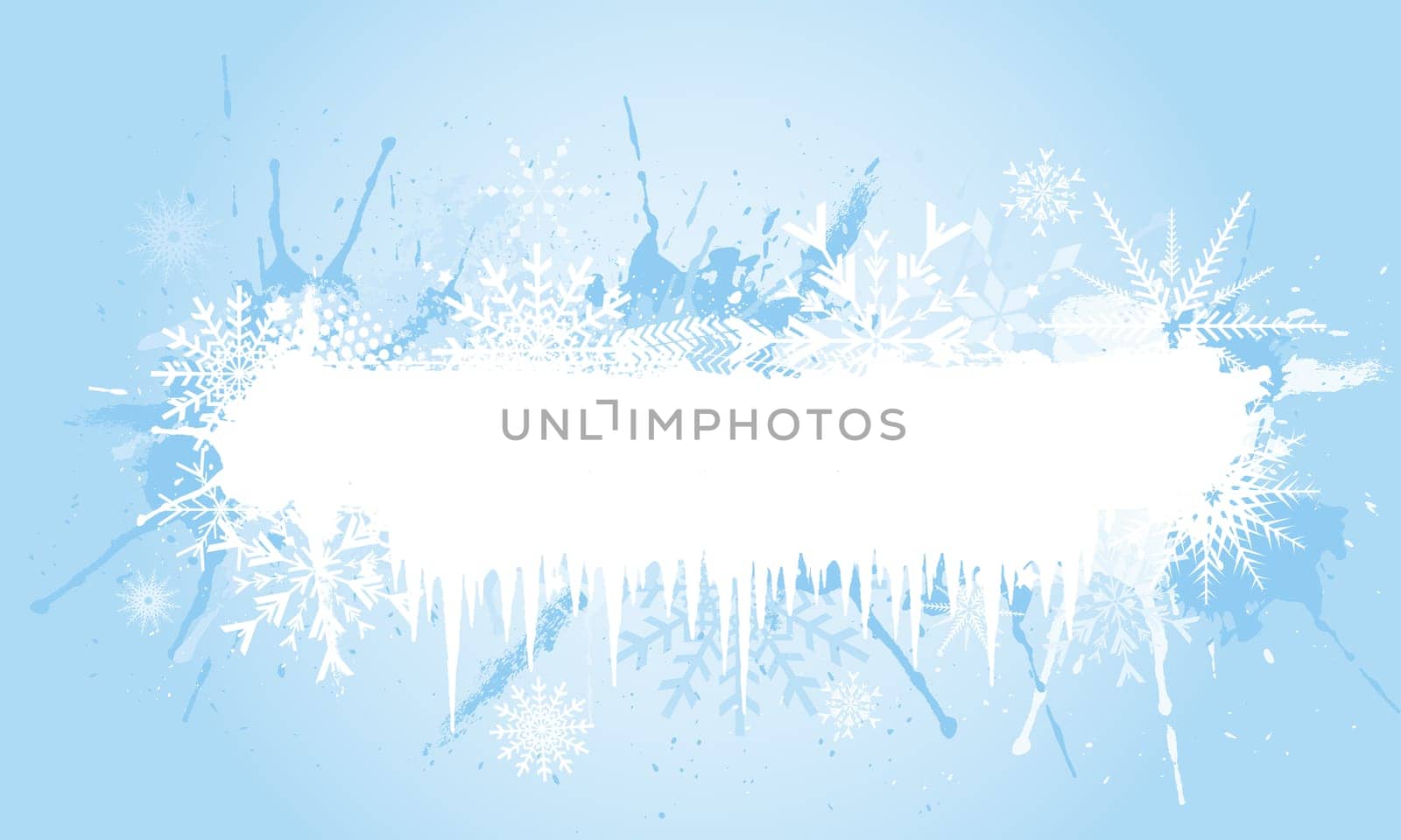 Grunge snowflake background with icicles