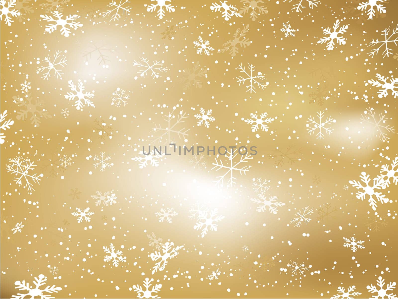 Gold background with falling snowflakes
