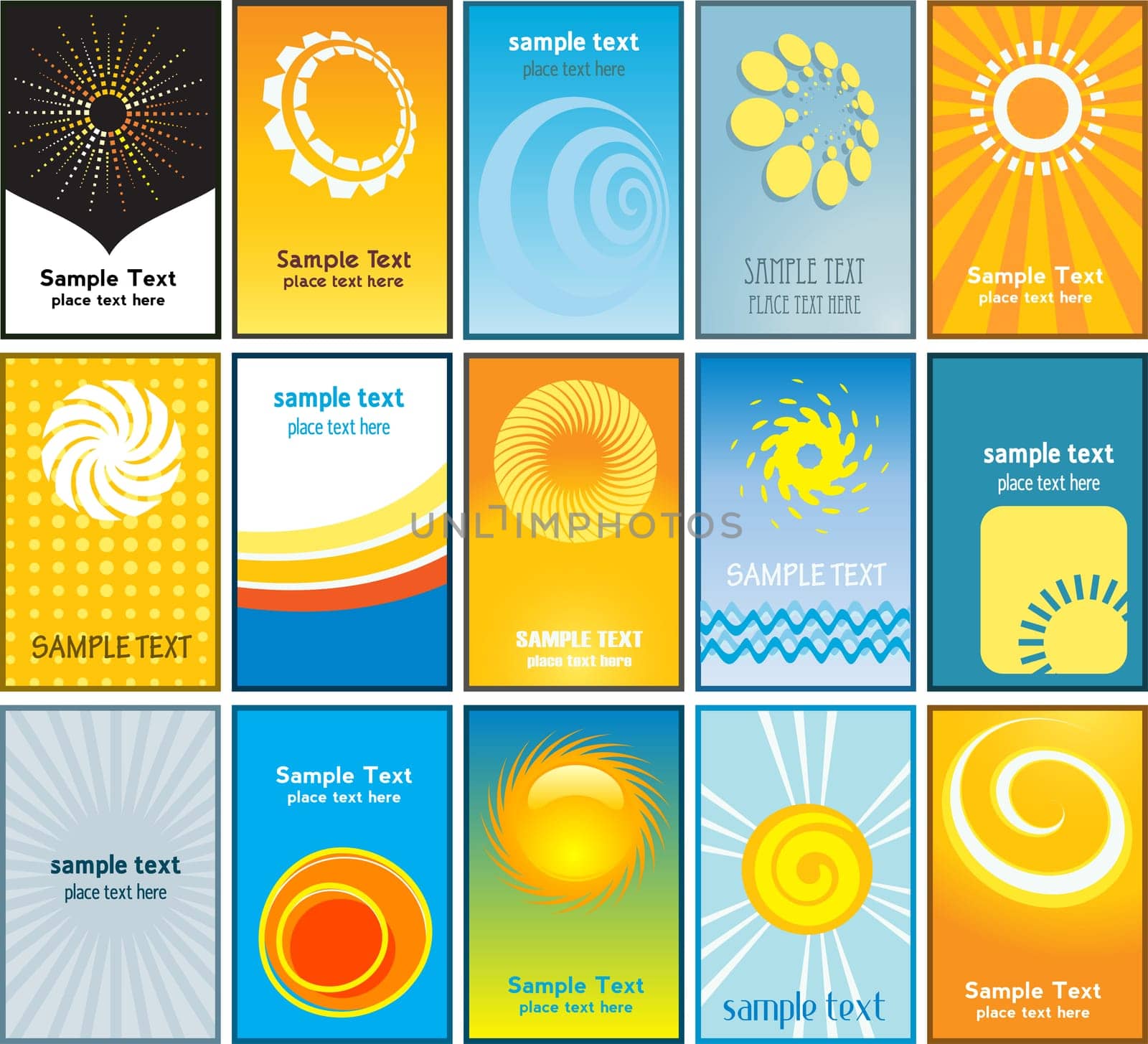 Large collection of summer themed business cards