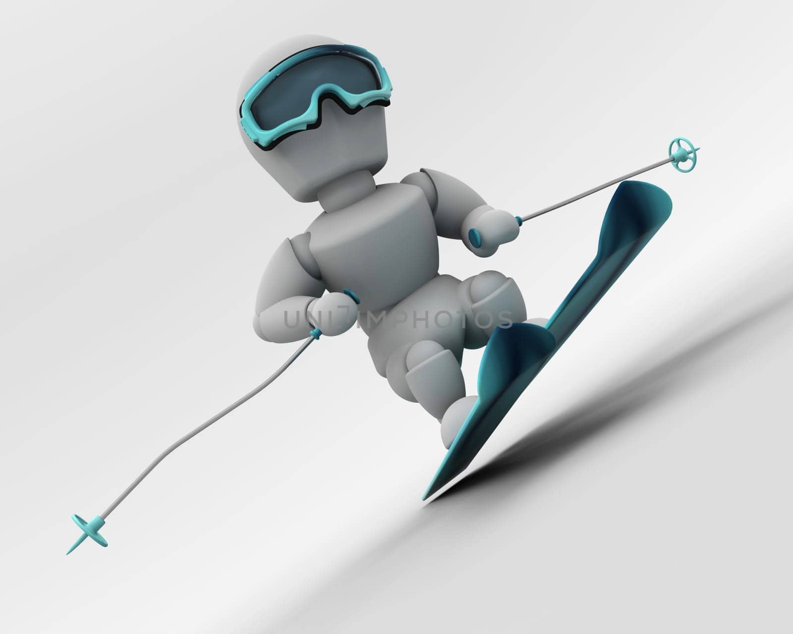 3D render of a man skiing