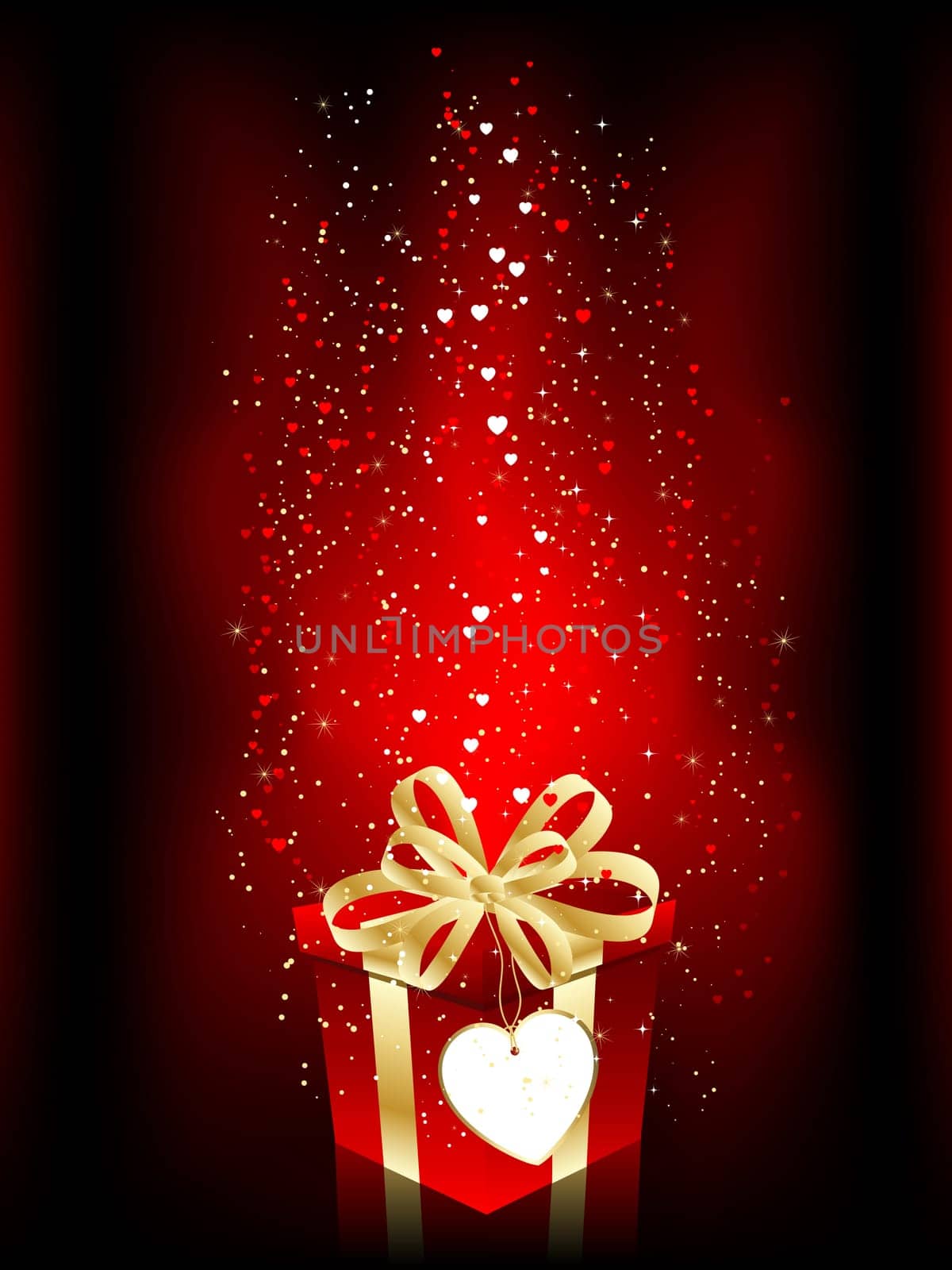Valentines Day gift on sparkly background
