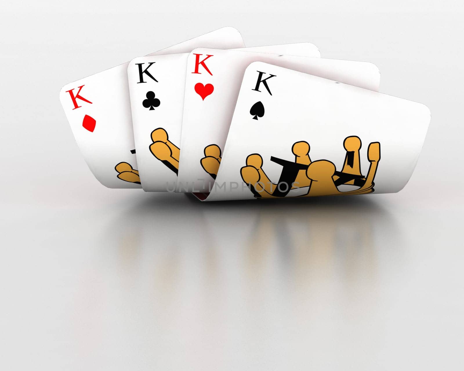 3D render of  playing cards isolated on white