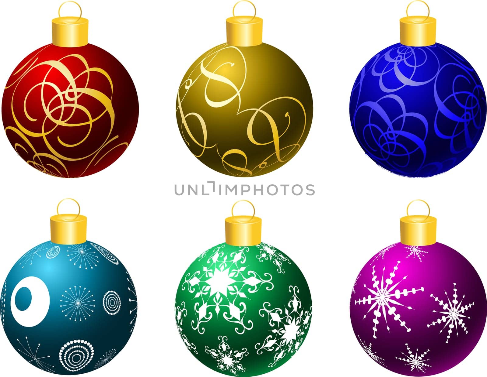 Collection of brightly coloured Christmas baubles