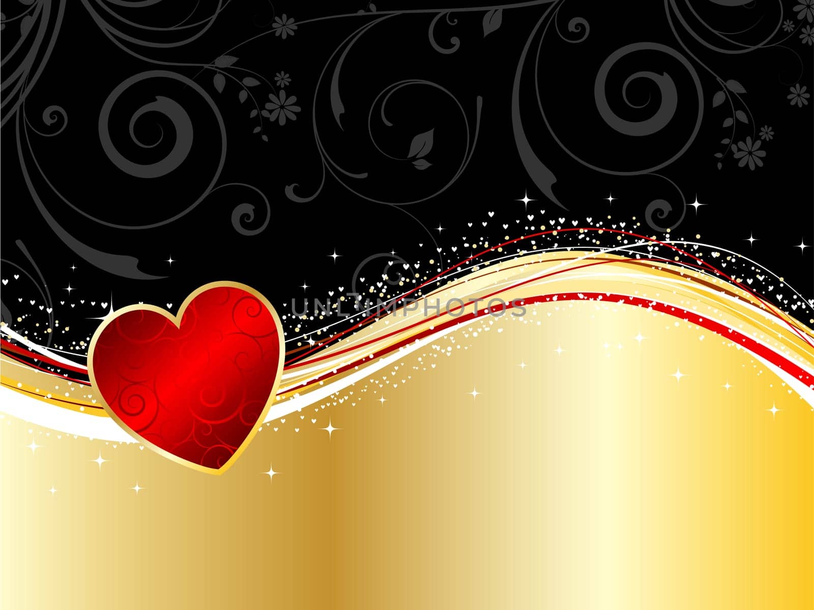 Valentines background with a heart and floral elements