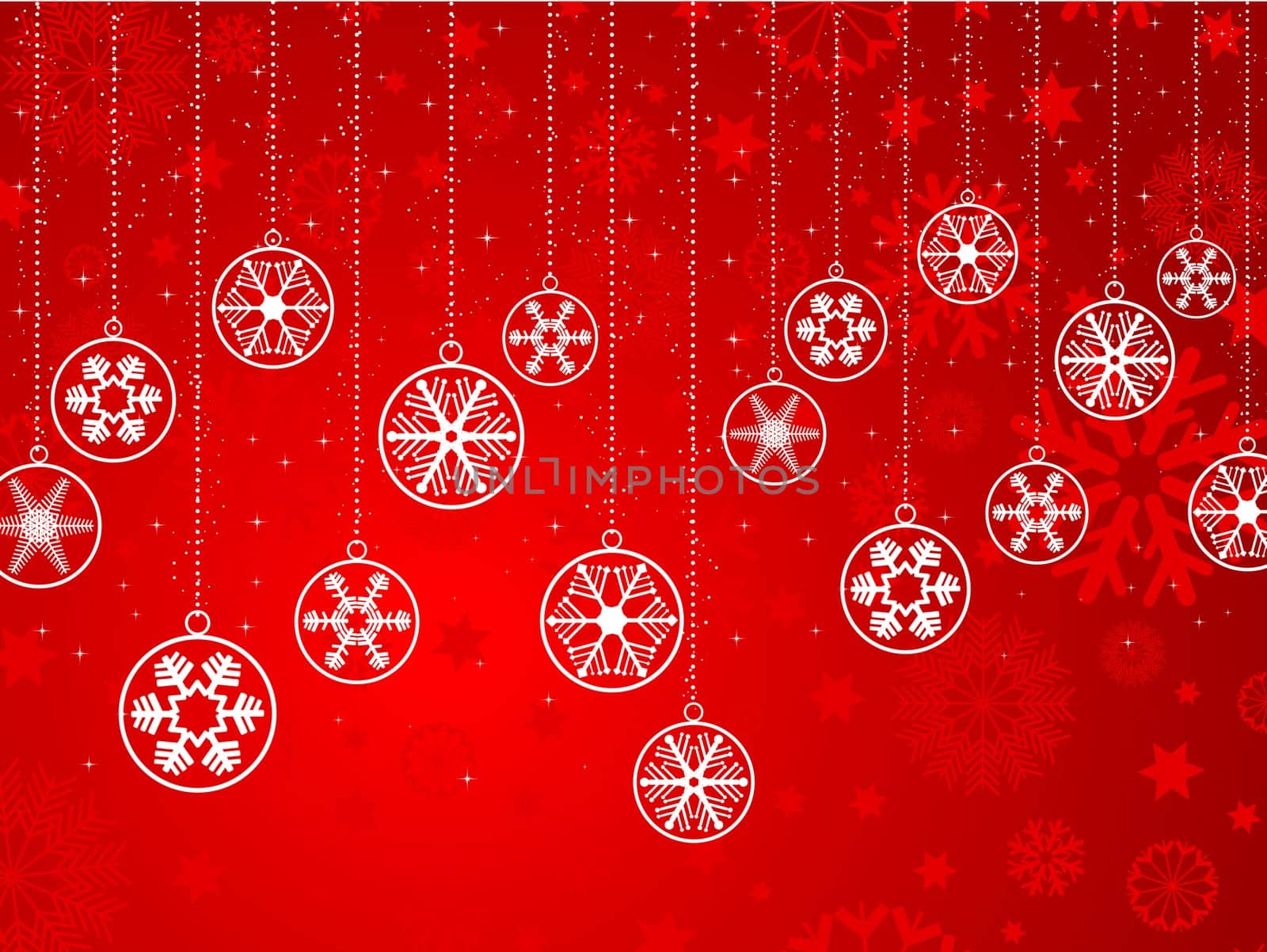 Decorative Christmas background with hanging snowflakes