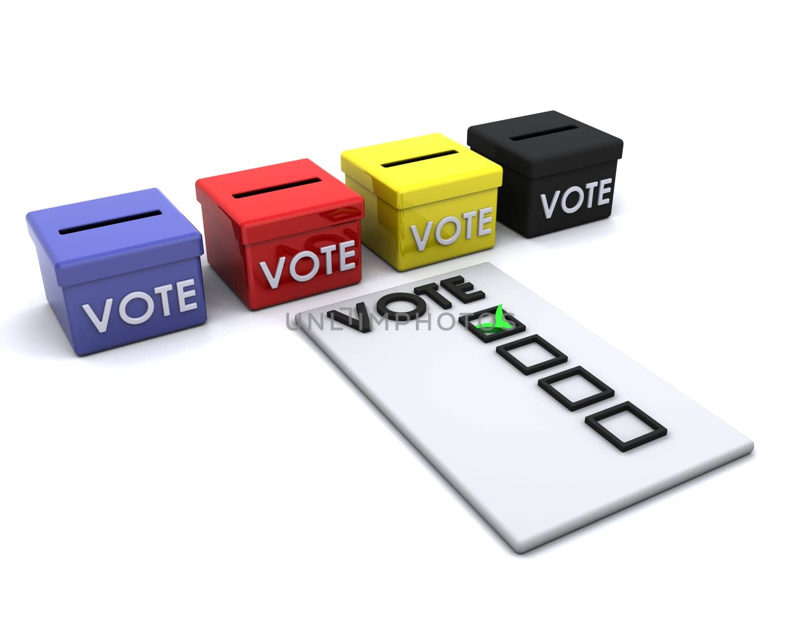 3D render of election day ballot boxes