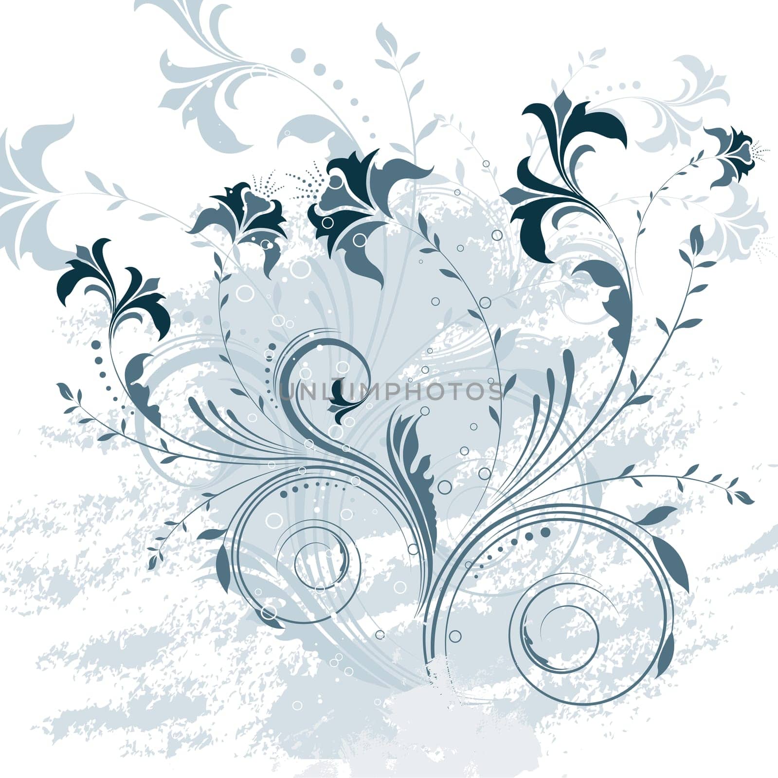 Decorative floral design with grunge background