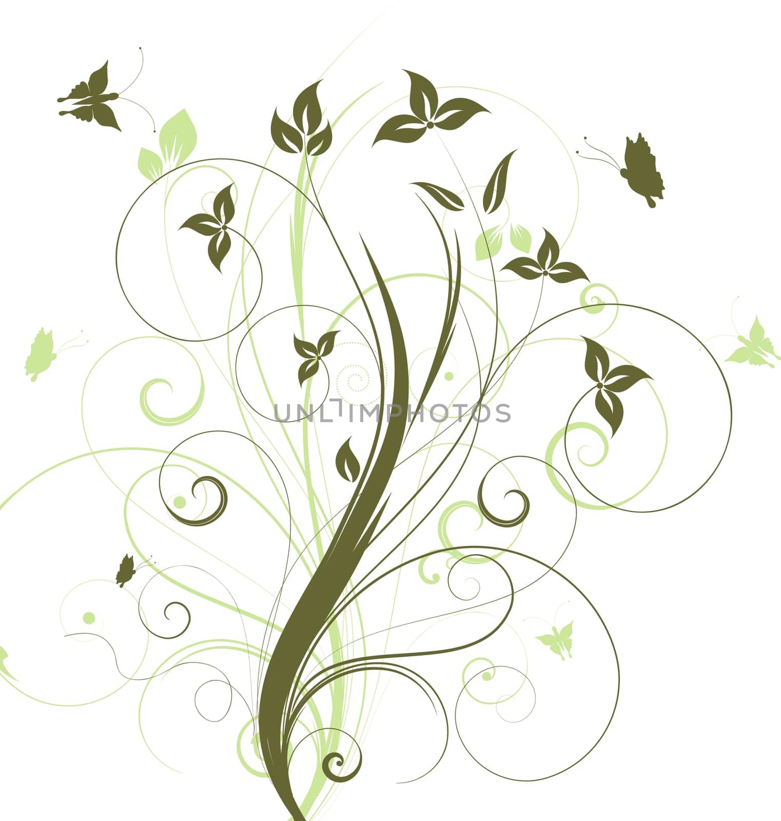 Decorative floral design with butterflies
