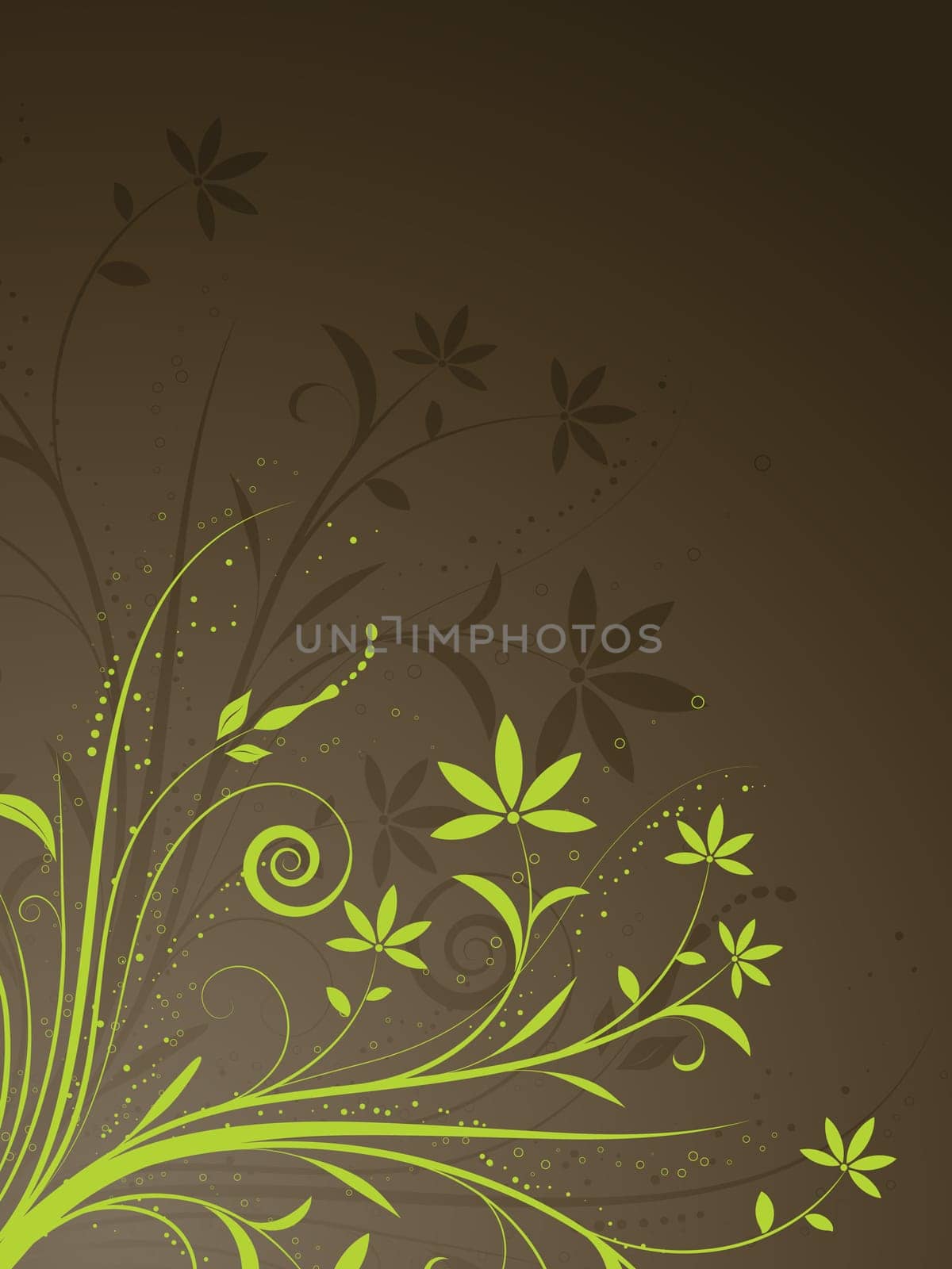 Decorative floral background using brown and green colours