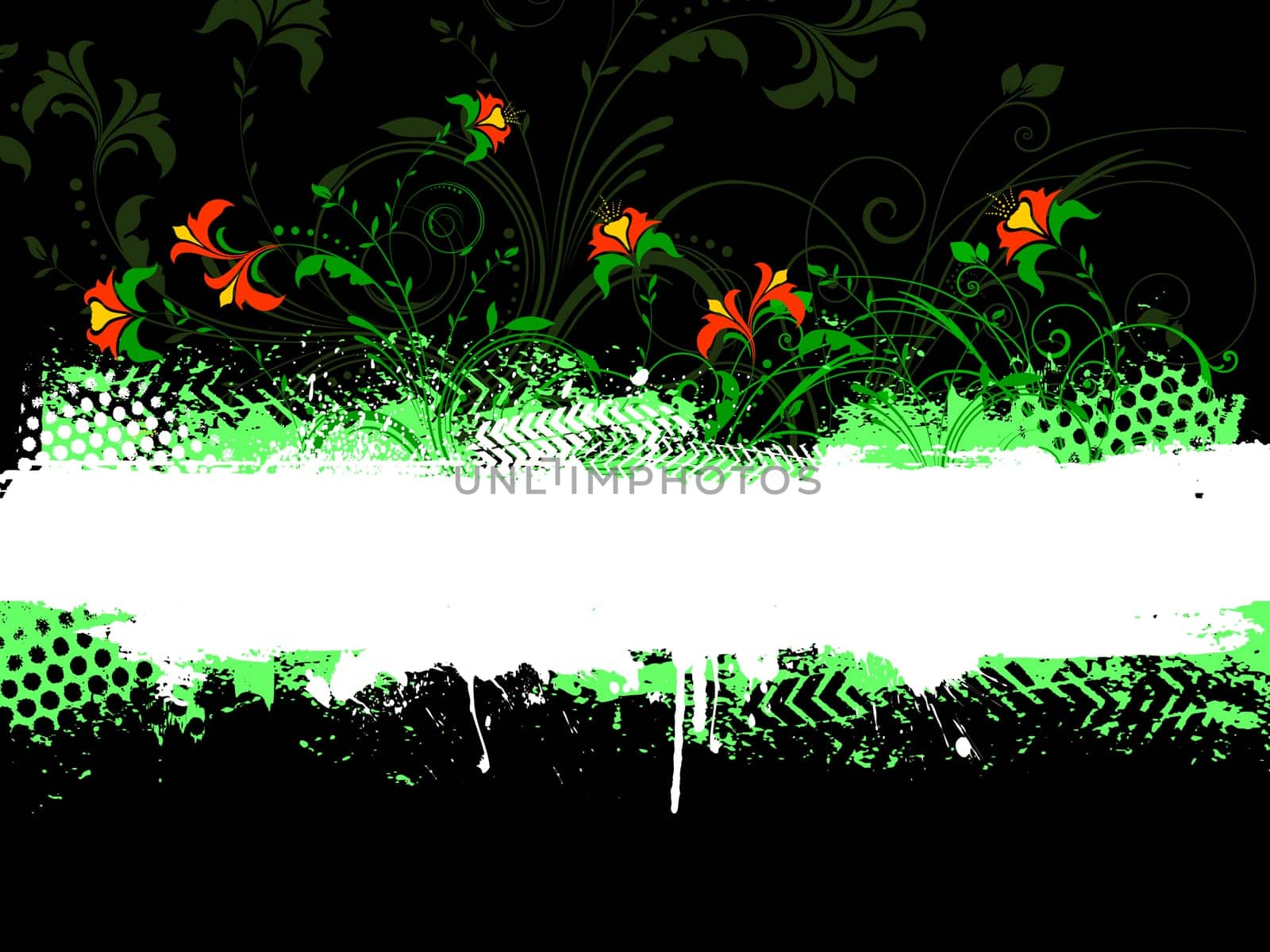 Abstract floral design on grunge background