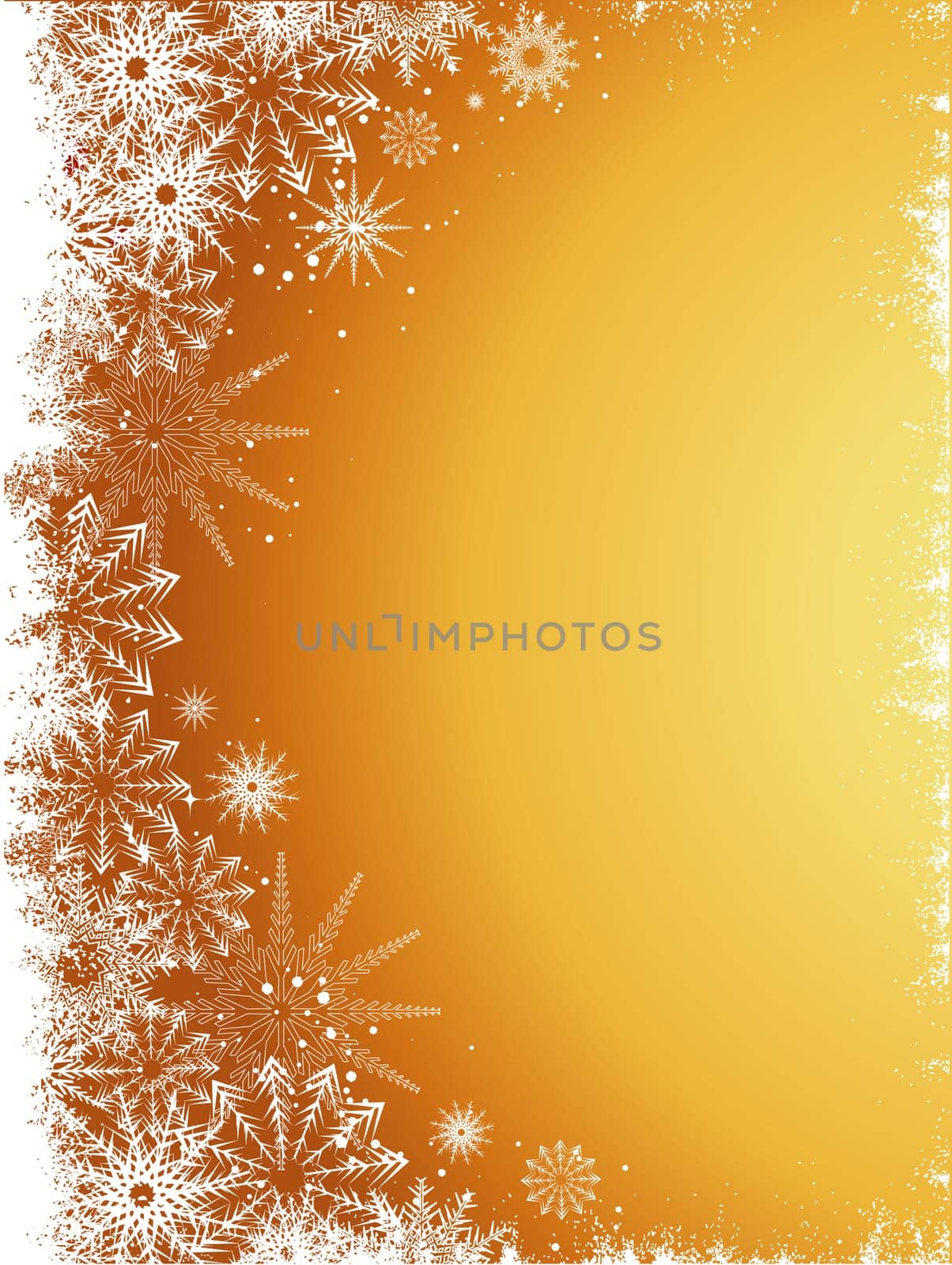 Golden background with snowflake border