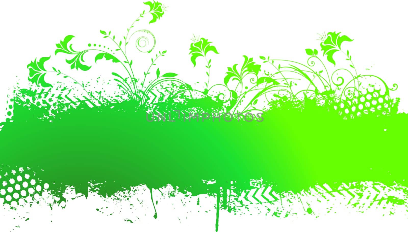 Decorative floral grunge design in shades of green