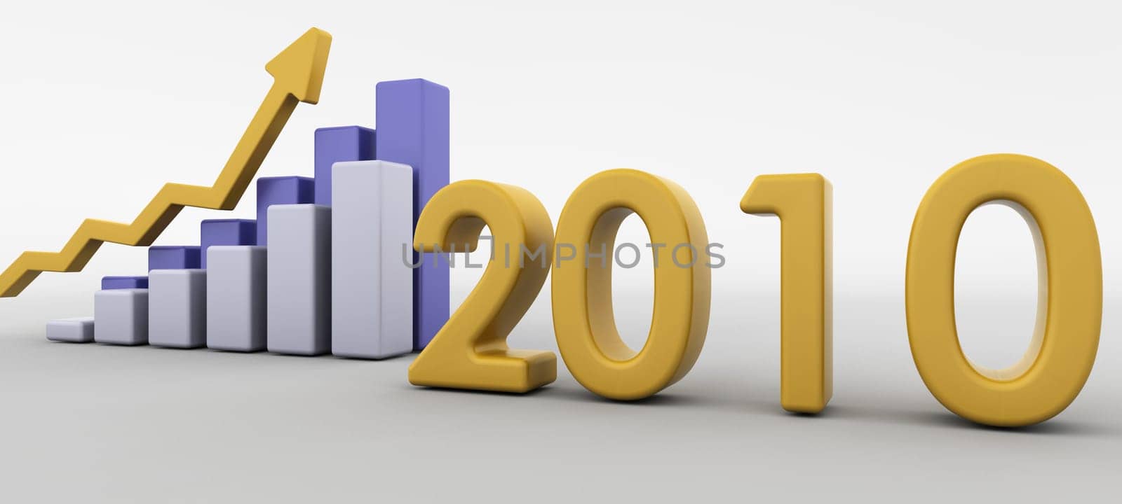 3D render of a graph indicating economic recovery in 2010