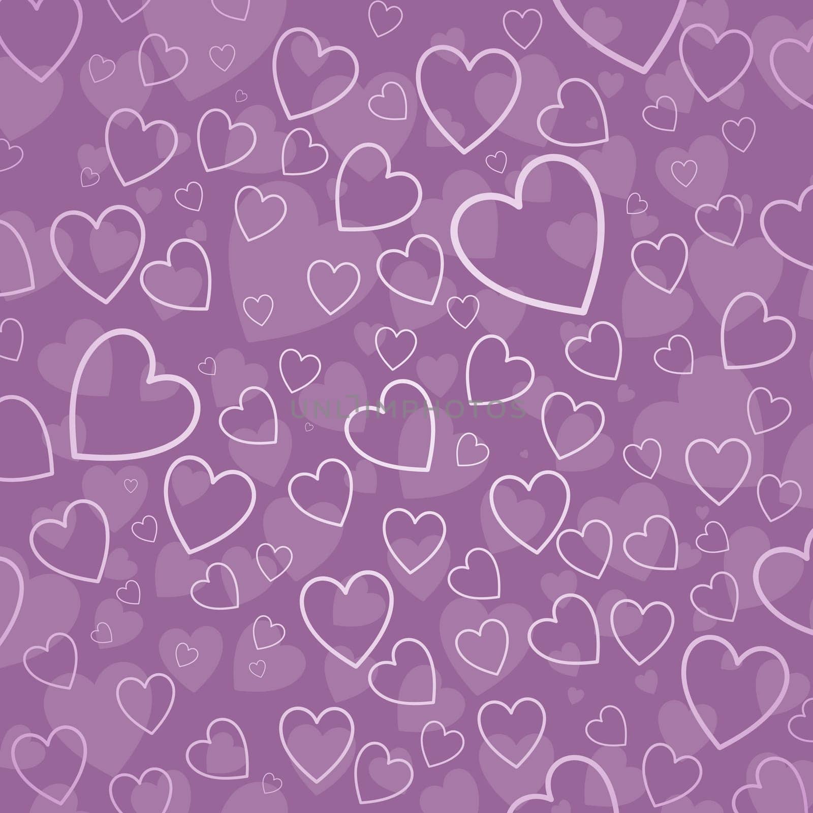 Background of hearts in shades of pink
