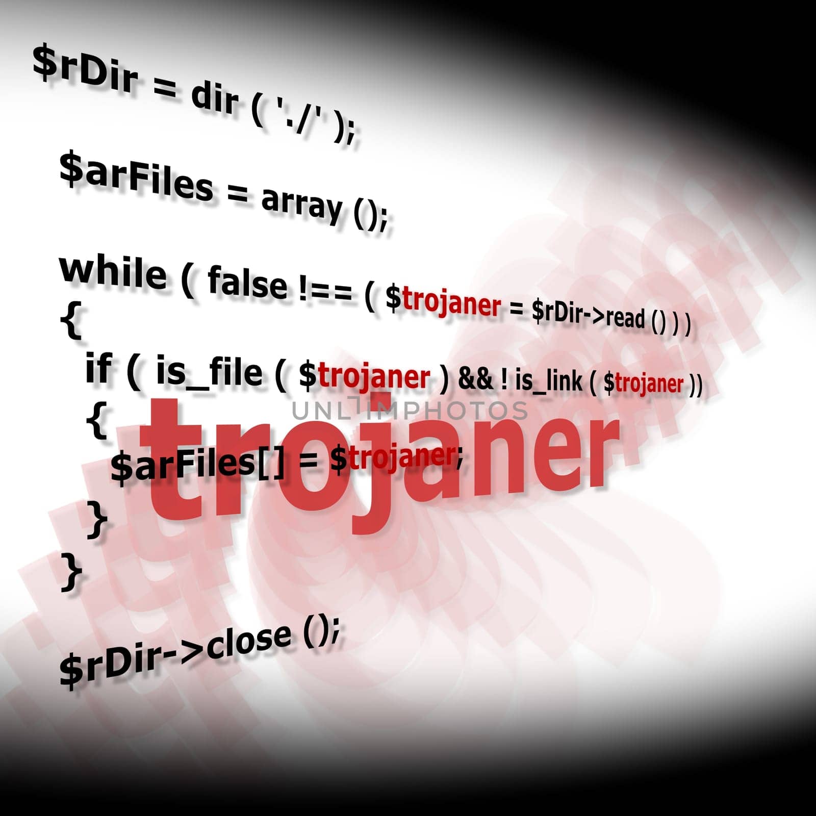 Illustration on the topic of data security - Trojan
